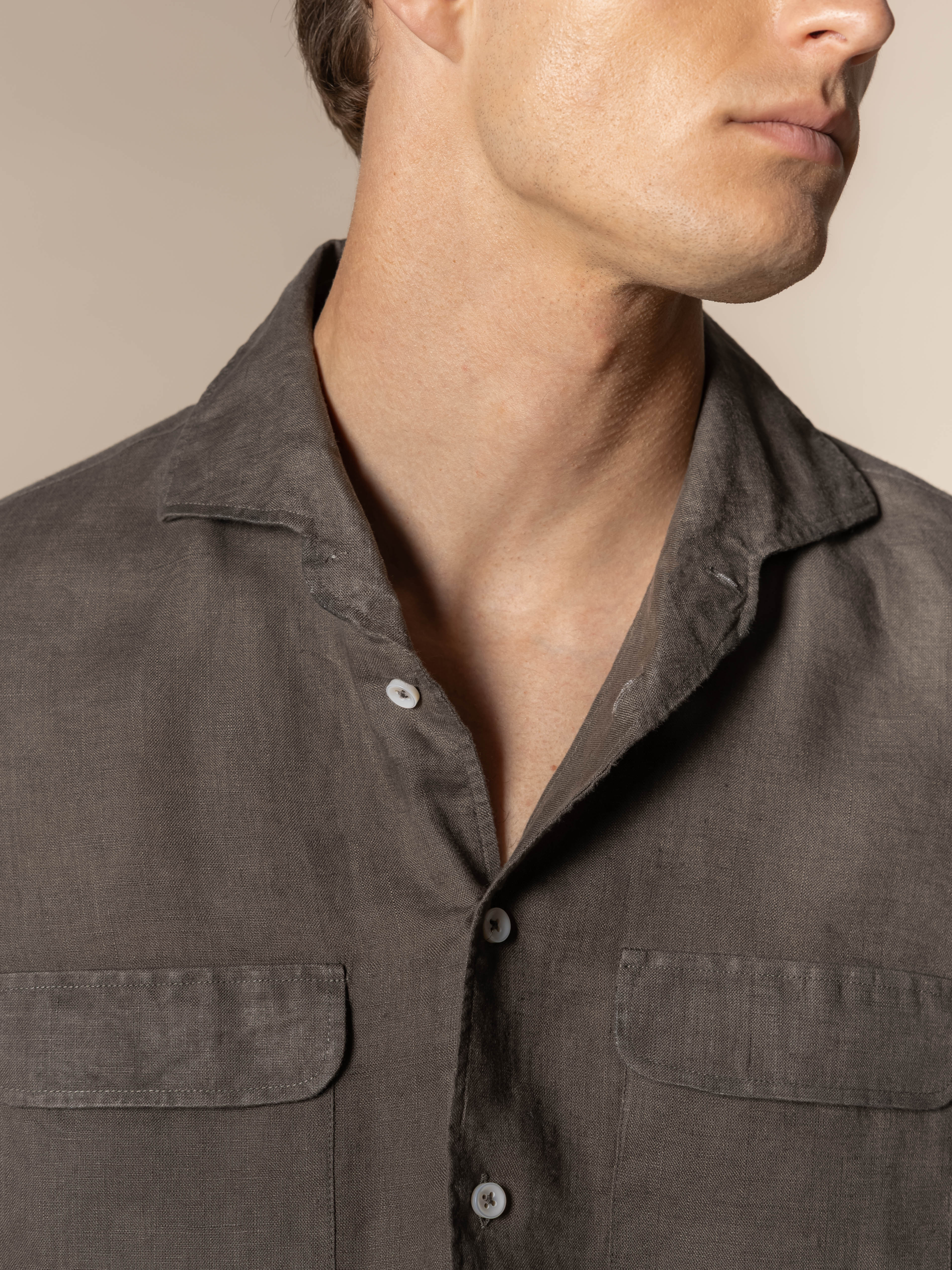 Ash Grey Linen Pocket Shirt