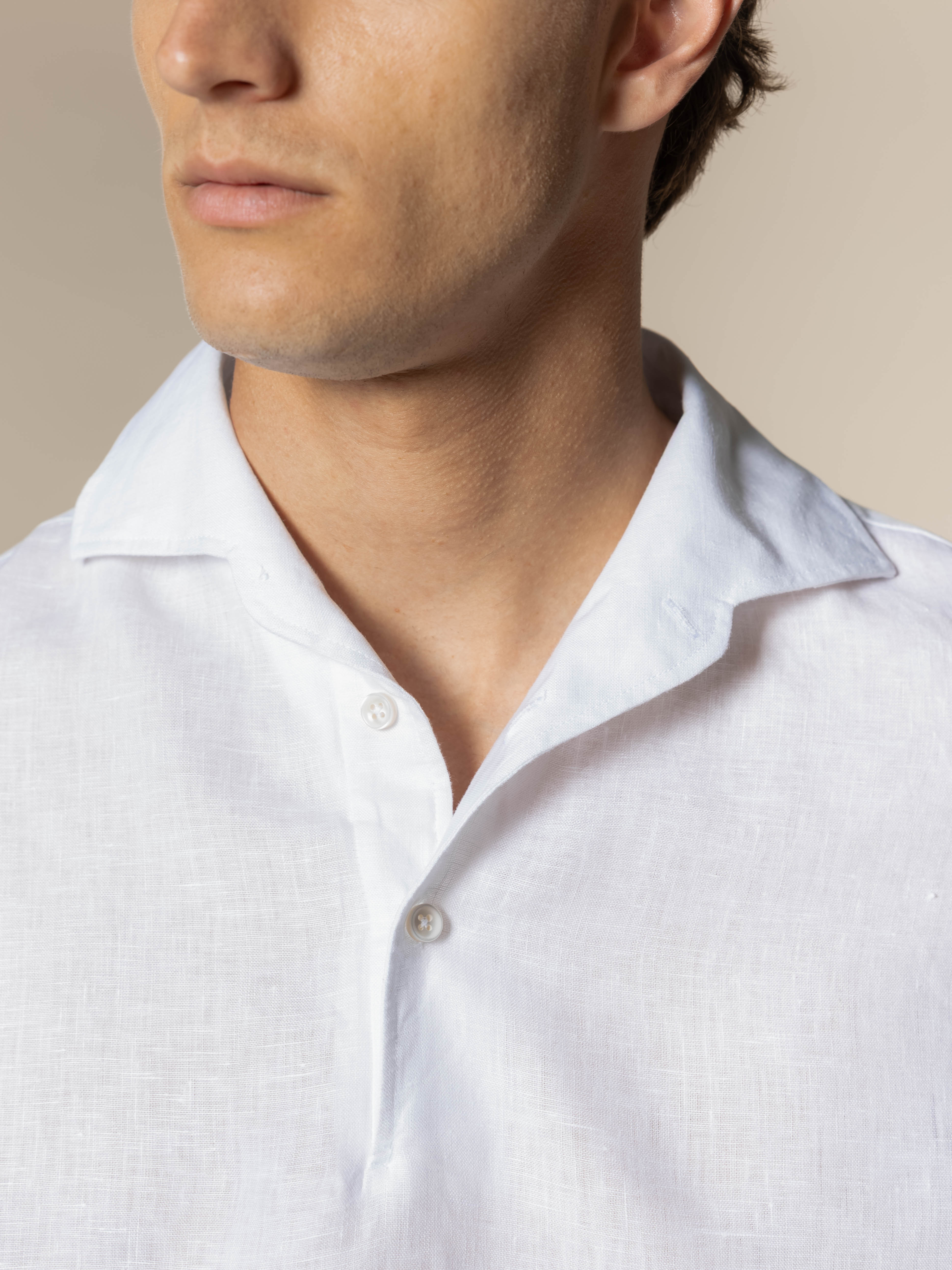 White Linen Pop-over Shirt