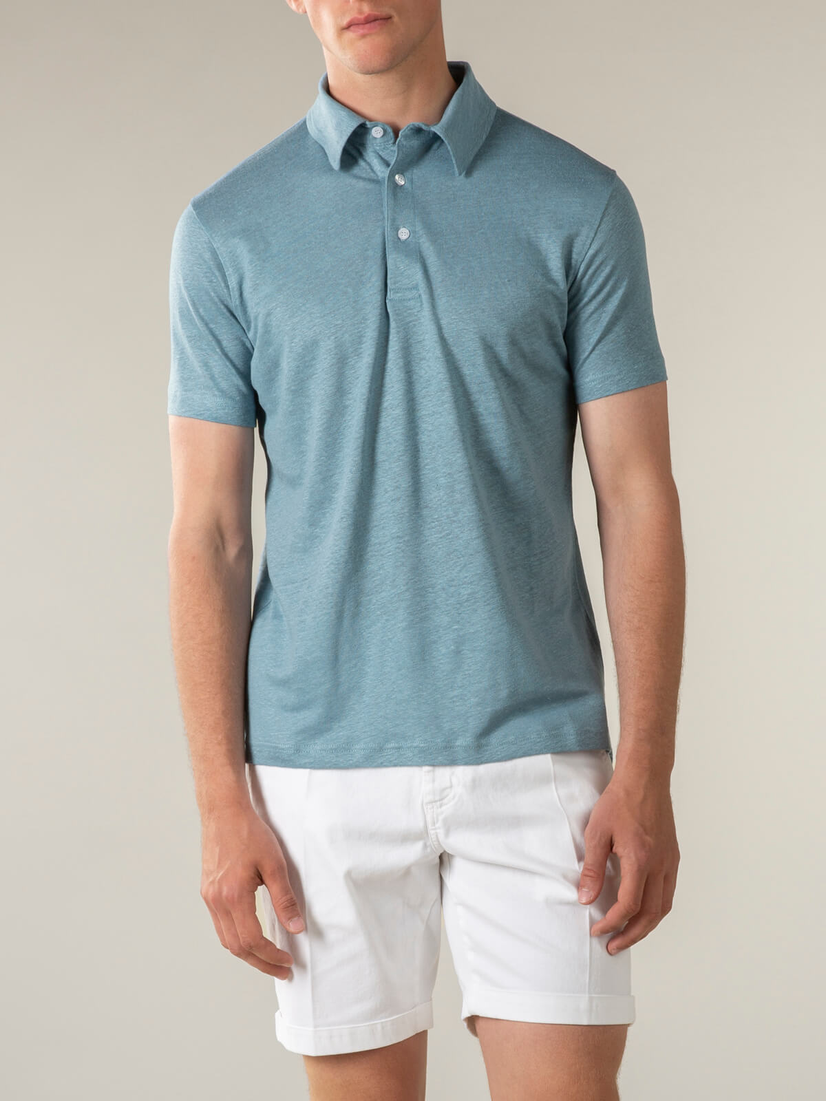 Petrol Linen Polo Shirt