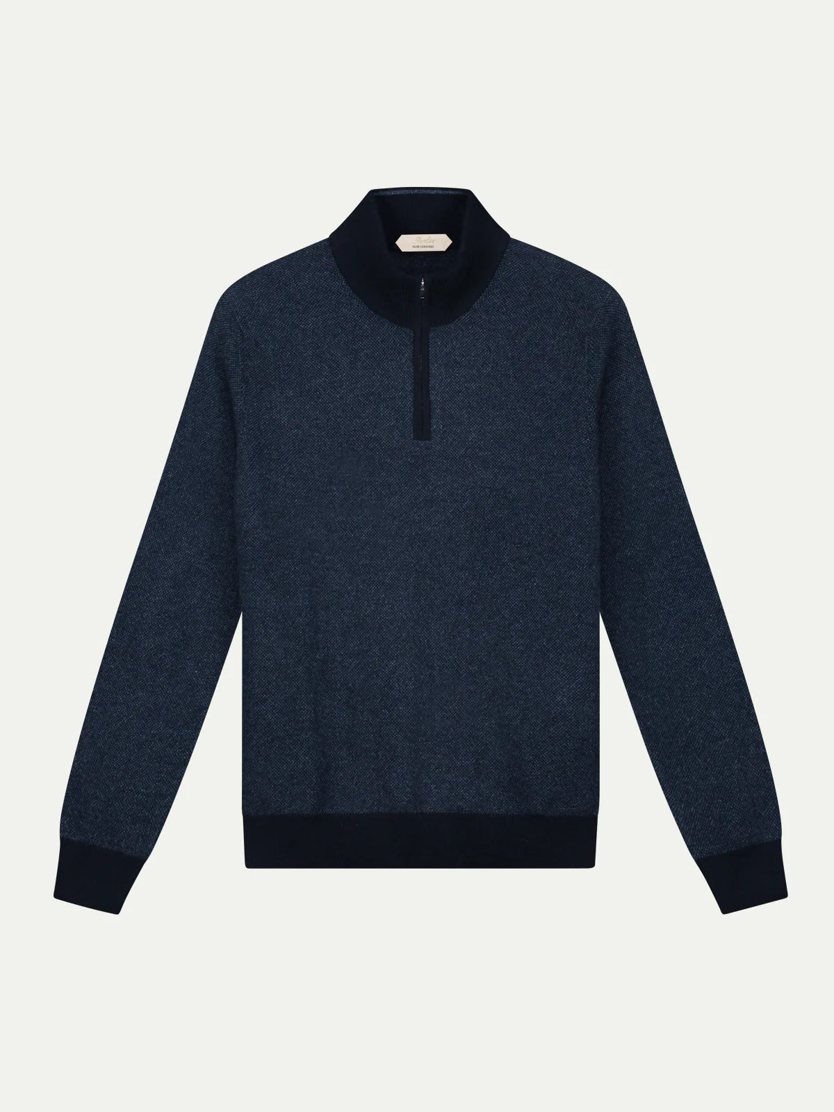Navy Jaquard Zipper Sweater