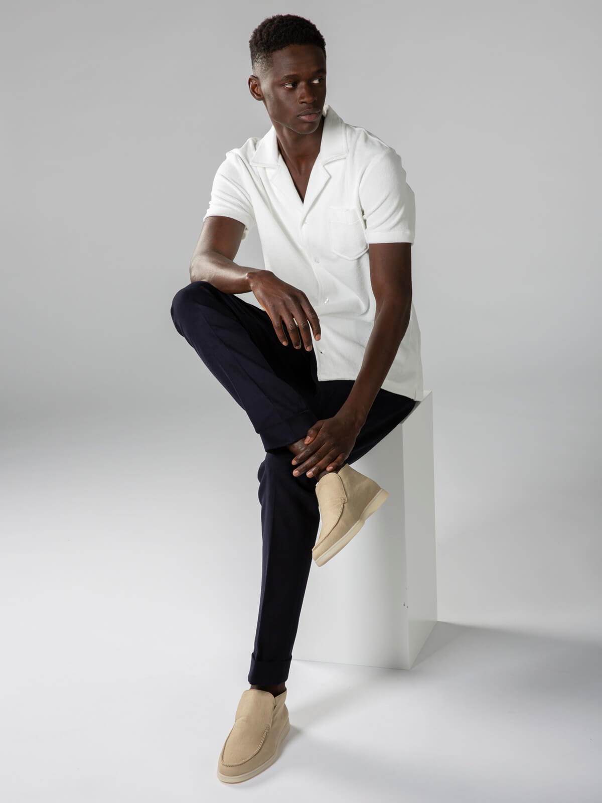 White Terry Towelling Resort Shirt