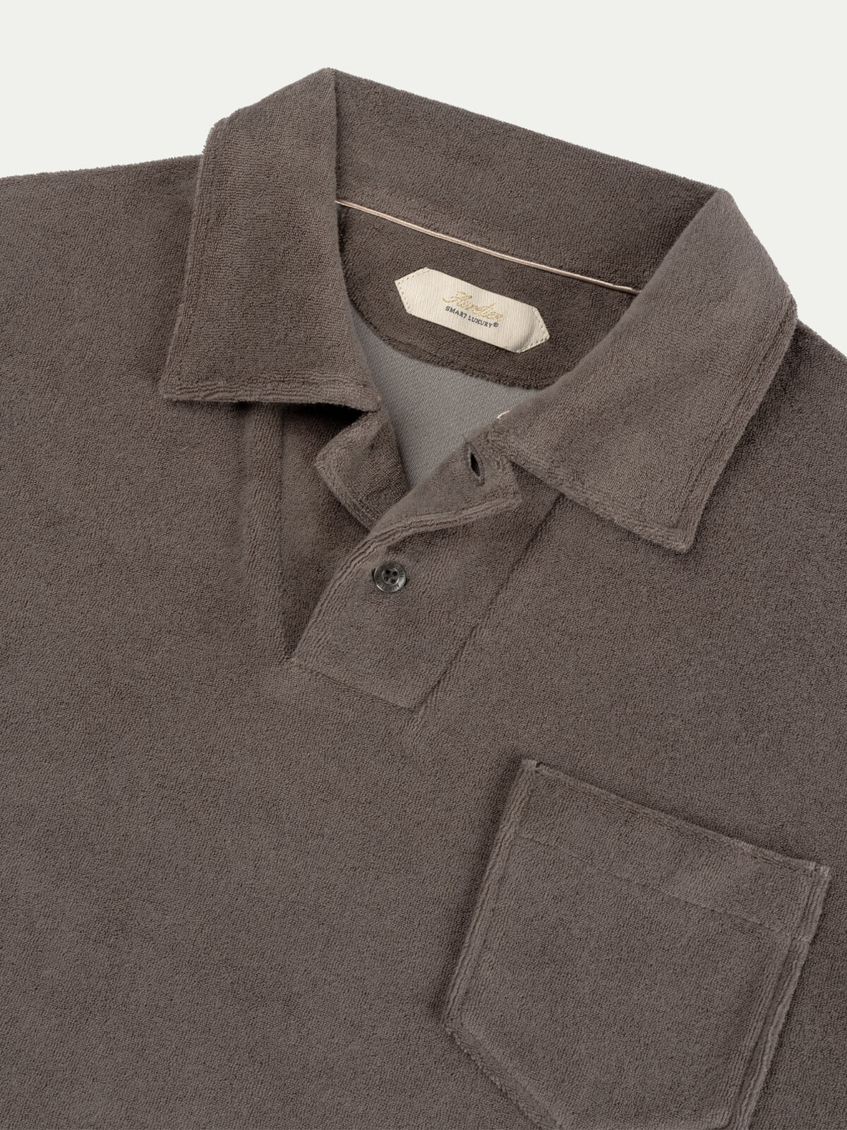 Ash Grey Terry Towelling Polo Shirt