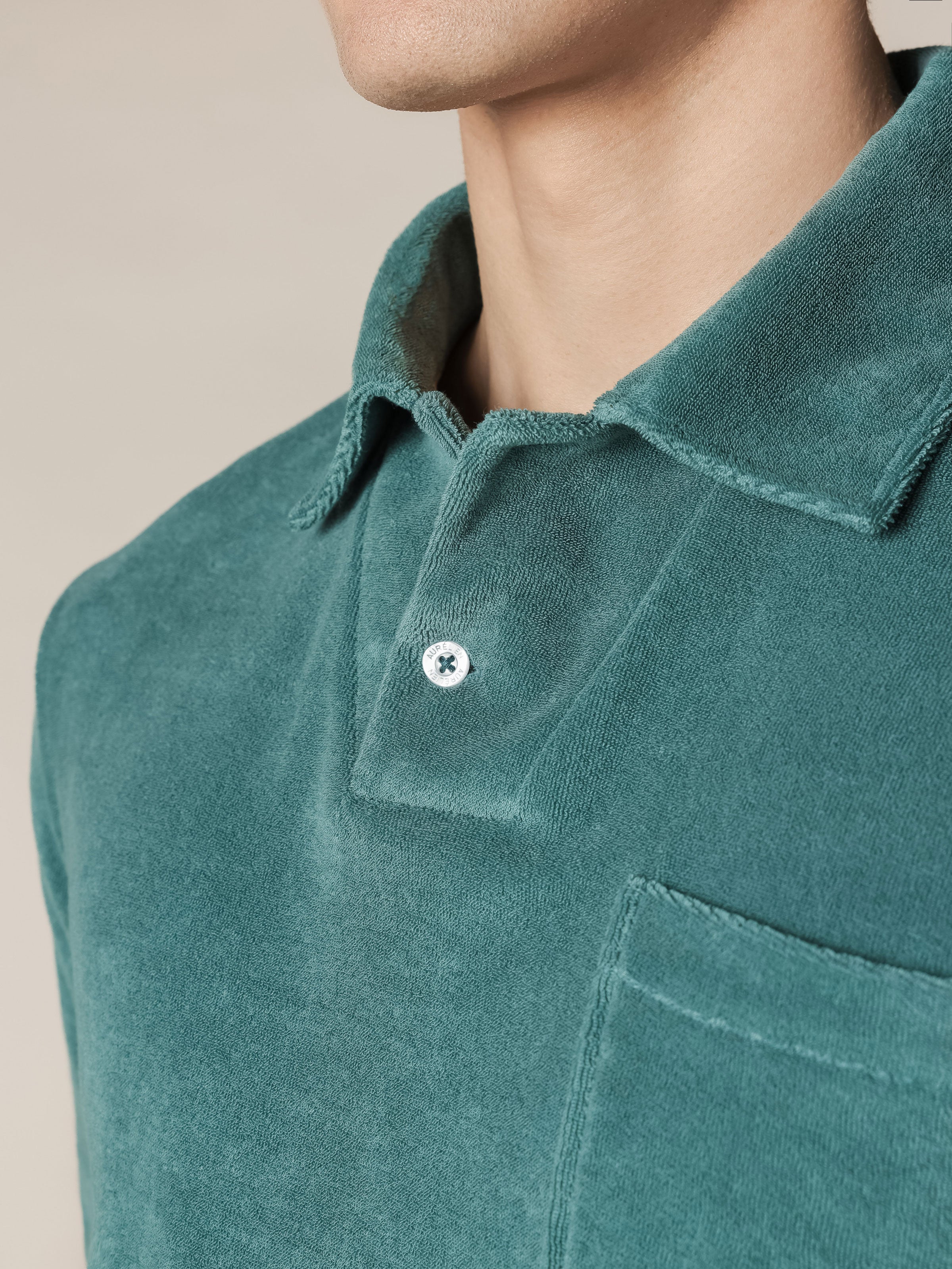 Emerald Terry Towelling Polo Shirt