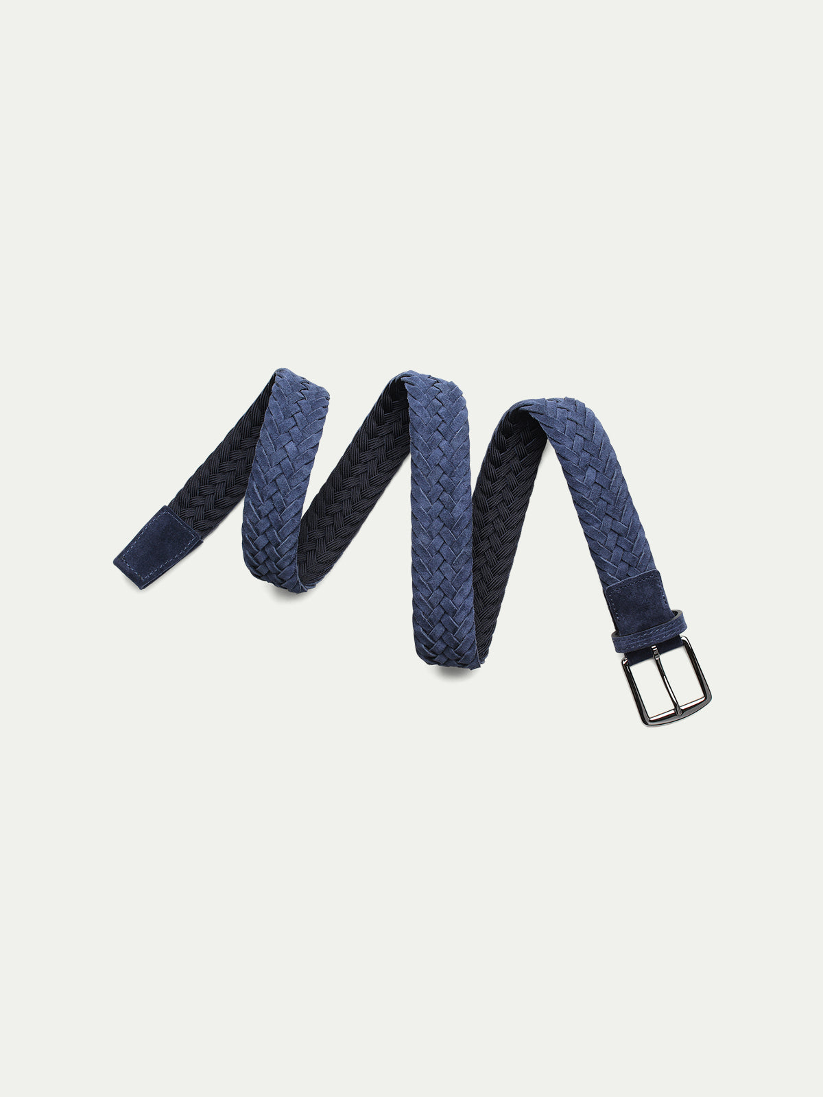 Navy Woven Suede Belt Aurelien
