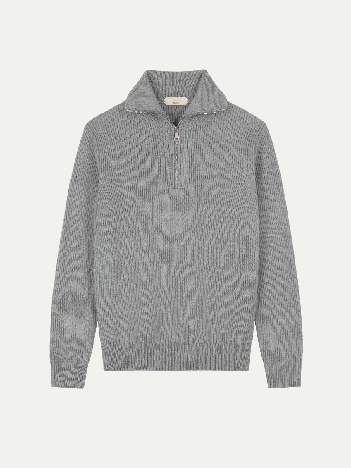 Mid Grey Alpine Ribbed Zipper Sweater