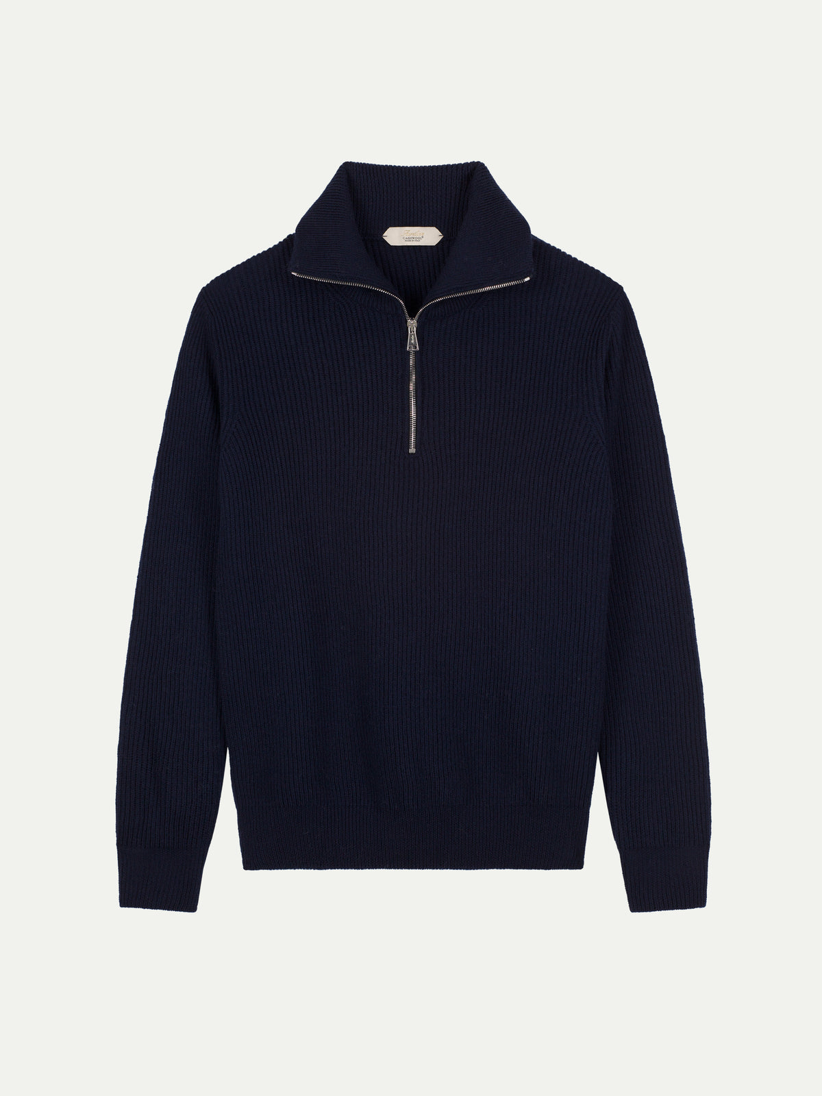 Navy Alpine Ribbed Zipper Sweater
