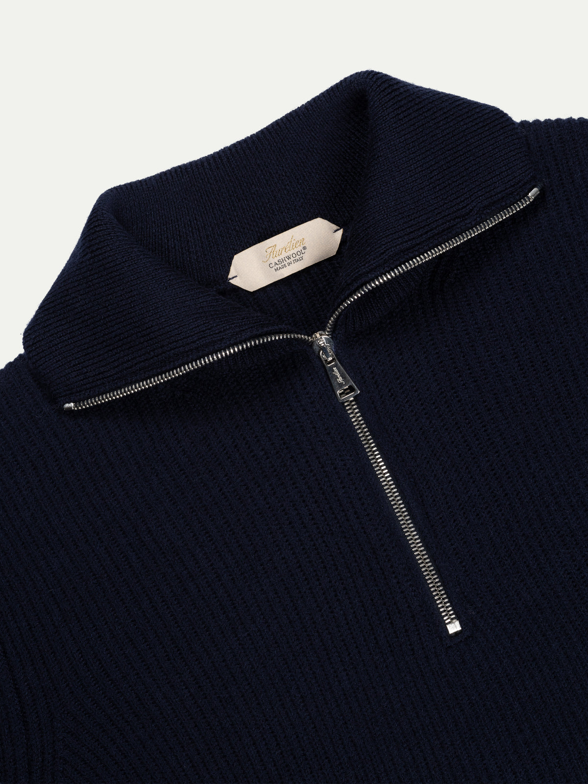Navy Alpine Ribbed Zipper Sweater