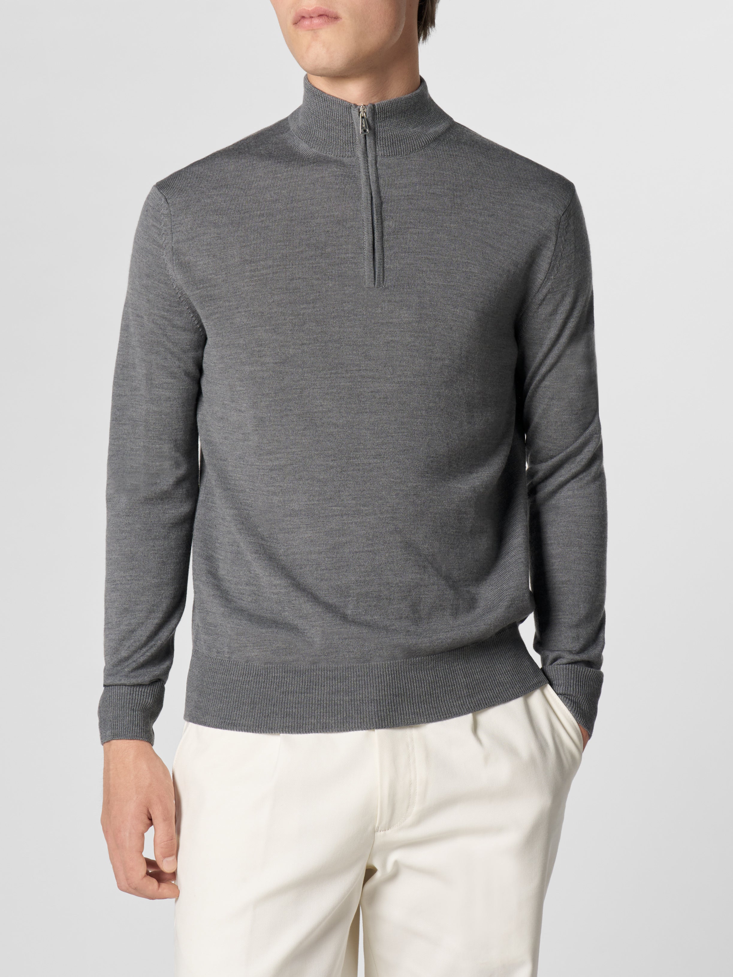 Extrafine Merino Zipper Sweater Dark Grey