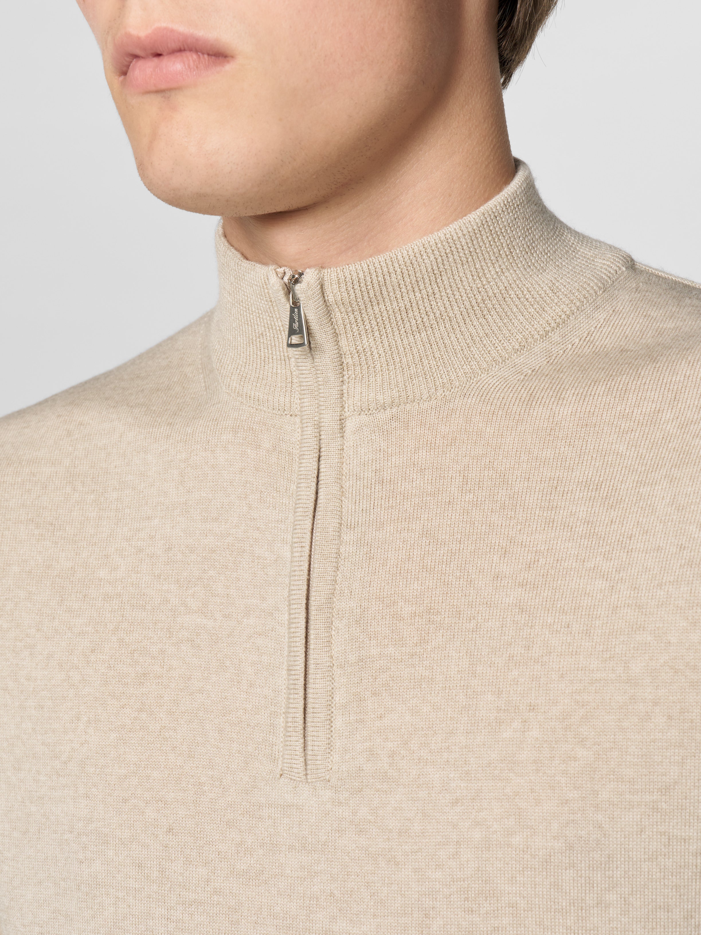 Extrafine Merino Zipper Sweater Light Beige