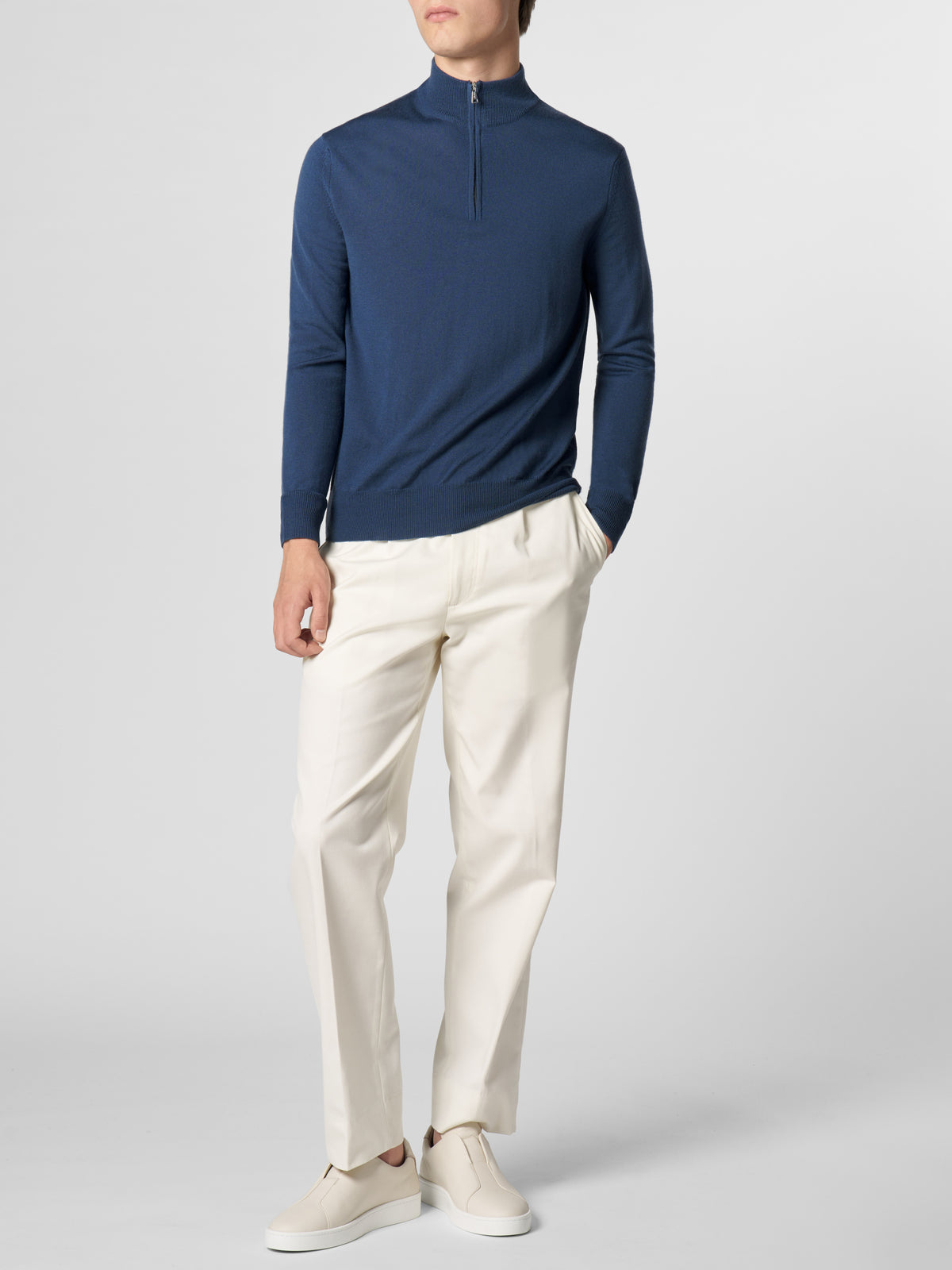 Extrafine Merino Zipper Sweater Sargasso Blue