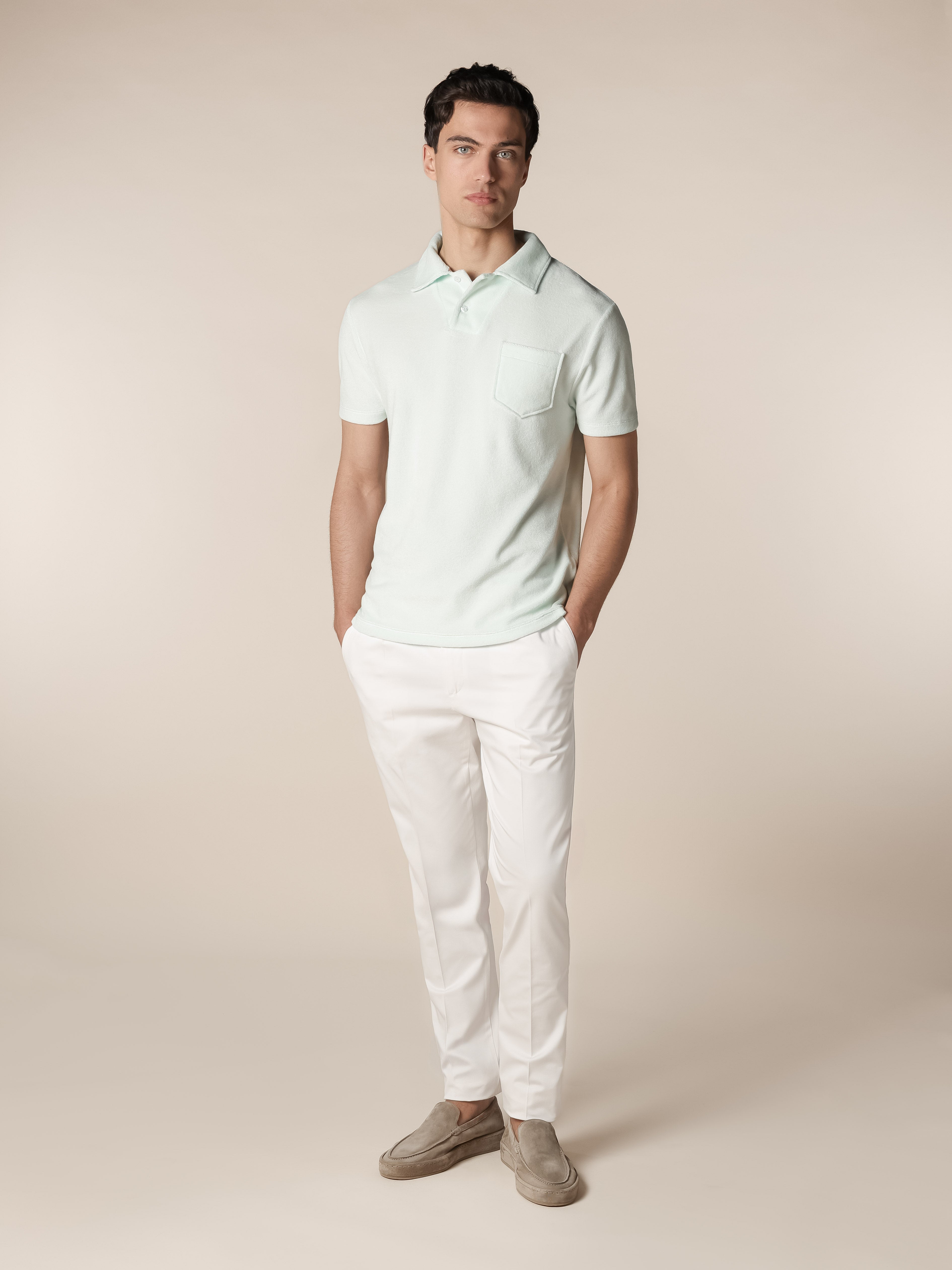 Light Aqua Terry Towelling Polo Shirt