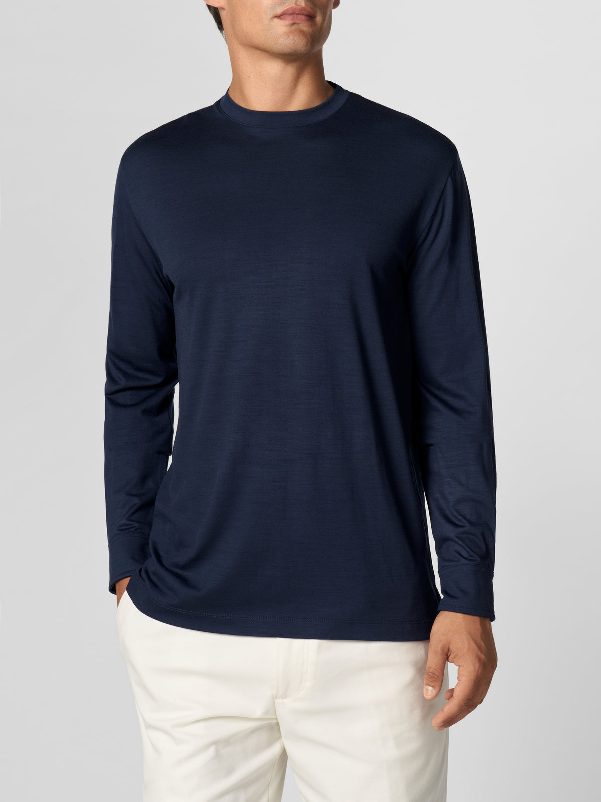 Navy 120s Wool Longsleeve
