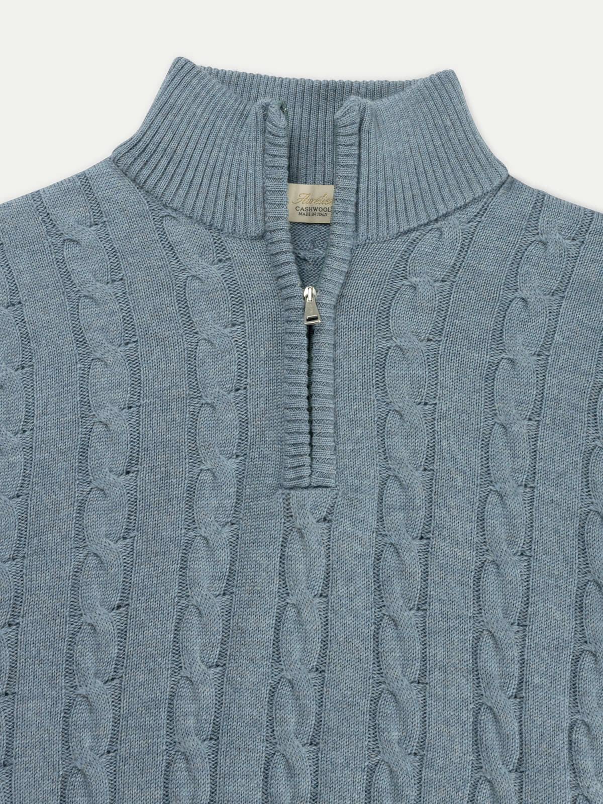 Zipper Cable Sweater Blue Green