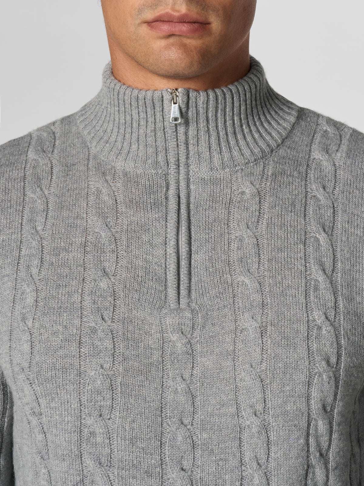 Zipper Cable Sweater Dark Grey