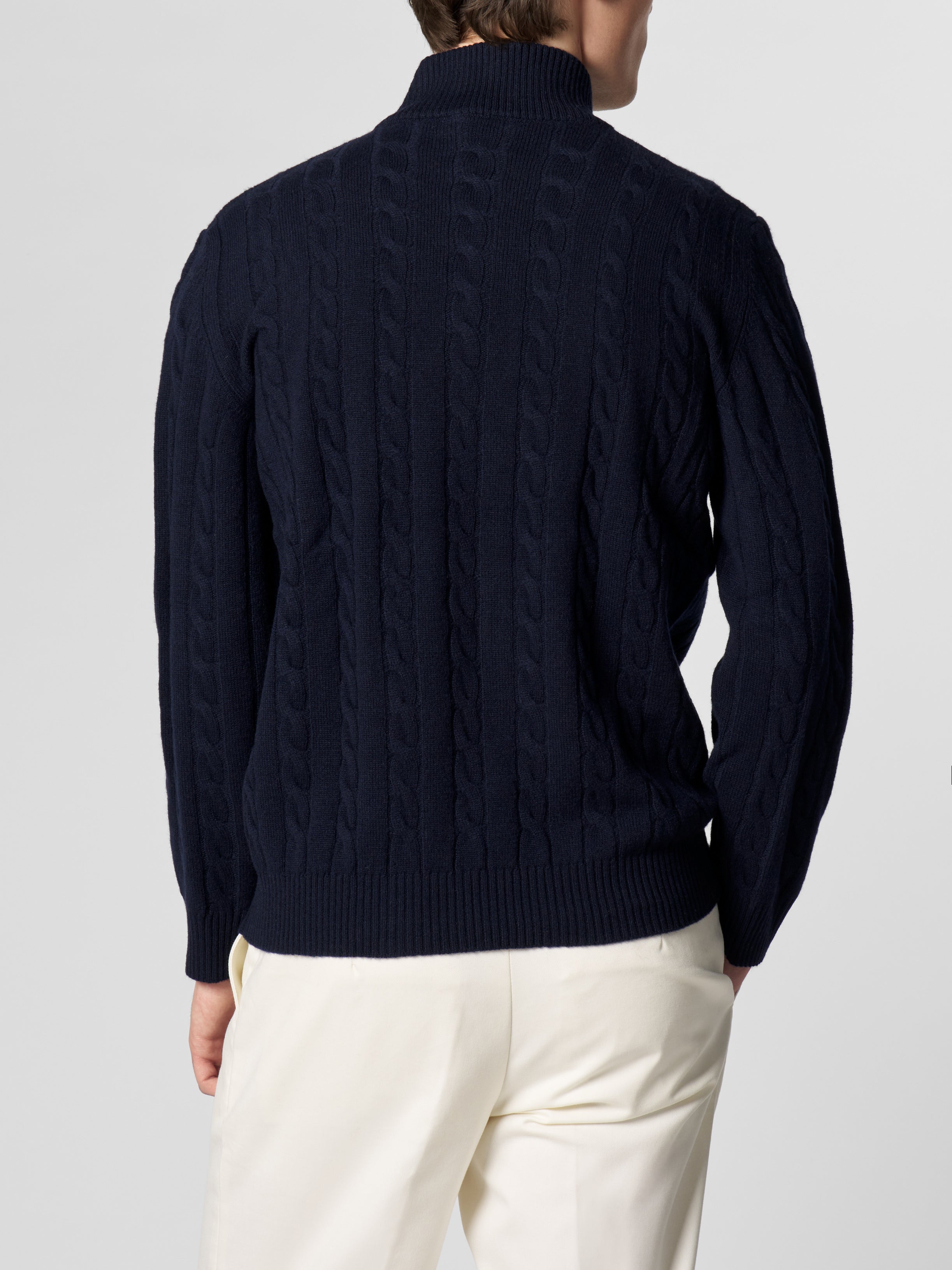 Zipper Cable Sweater Navy