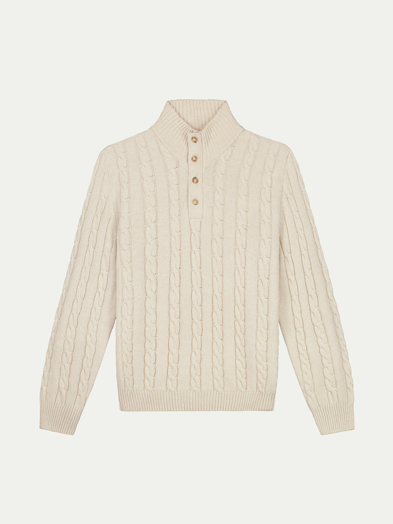 Light Beige Winter Button Sweater