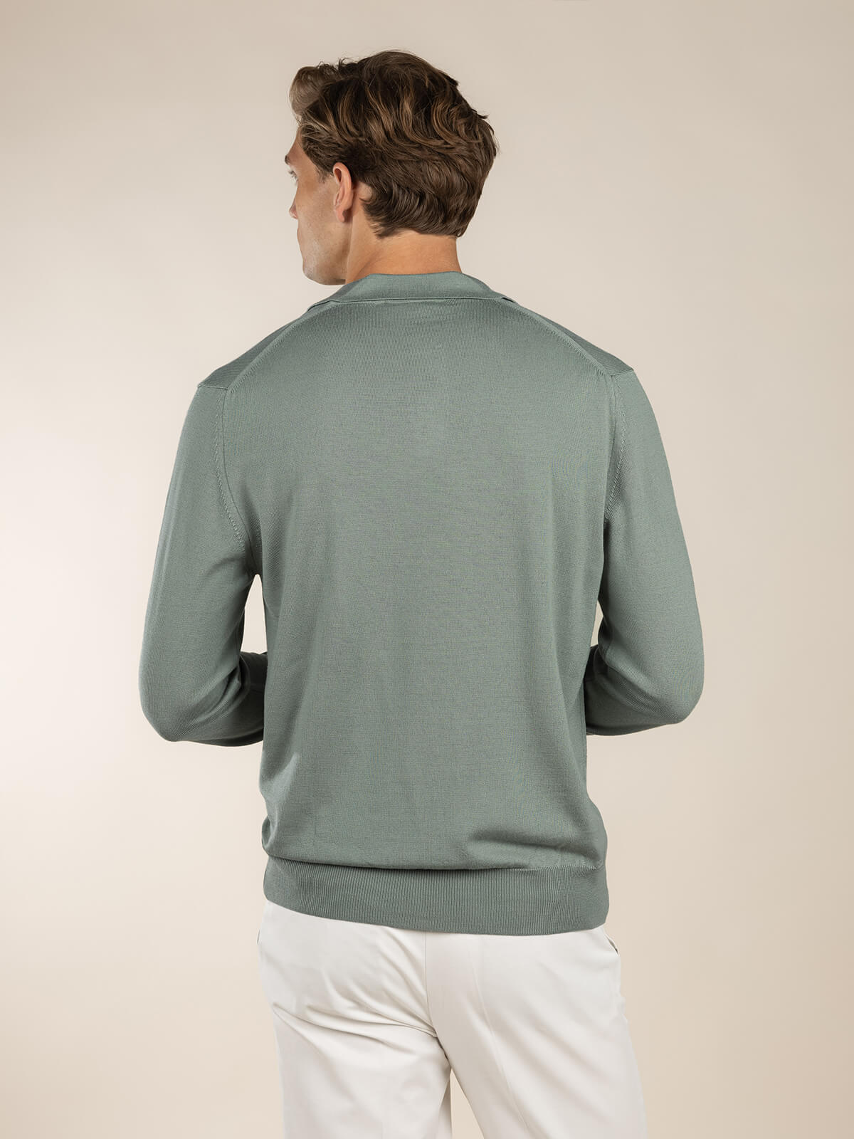 Extrafine Merino Buttonless Polo Pistache