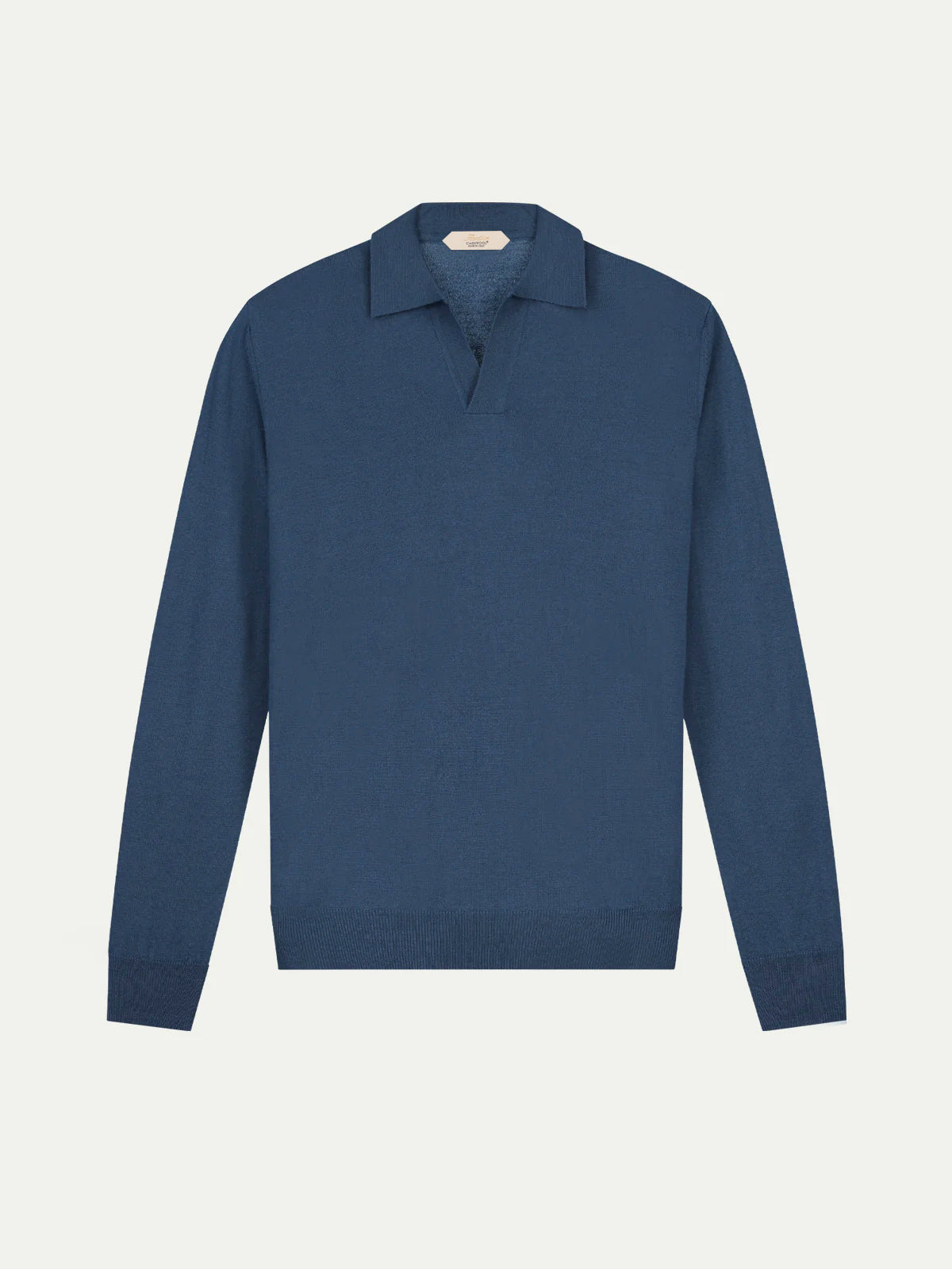 Extrafine Merino Buttonless Polo Steel Blue