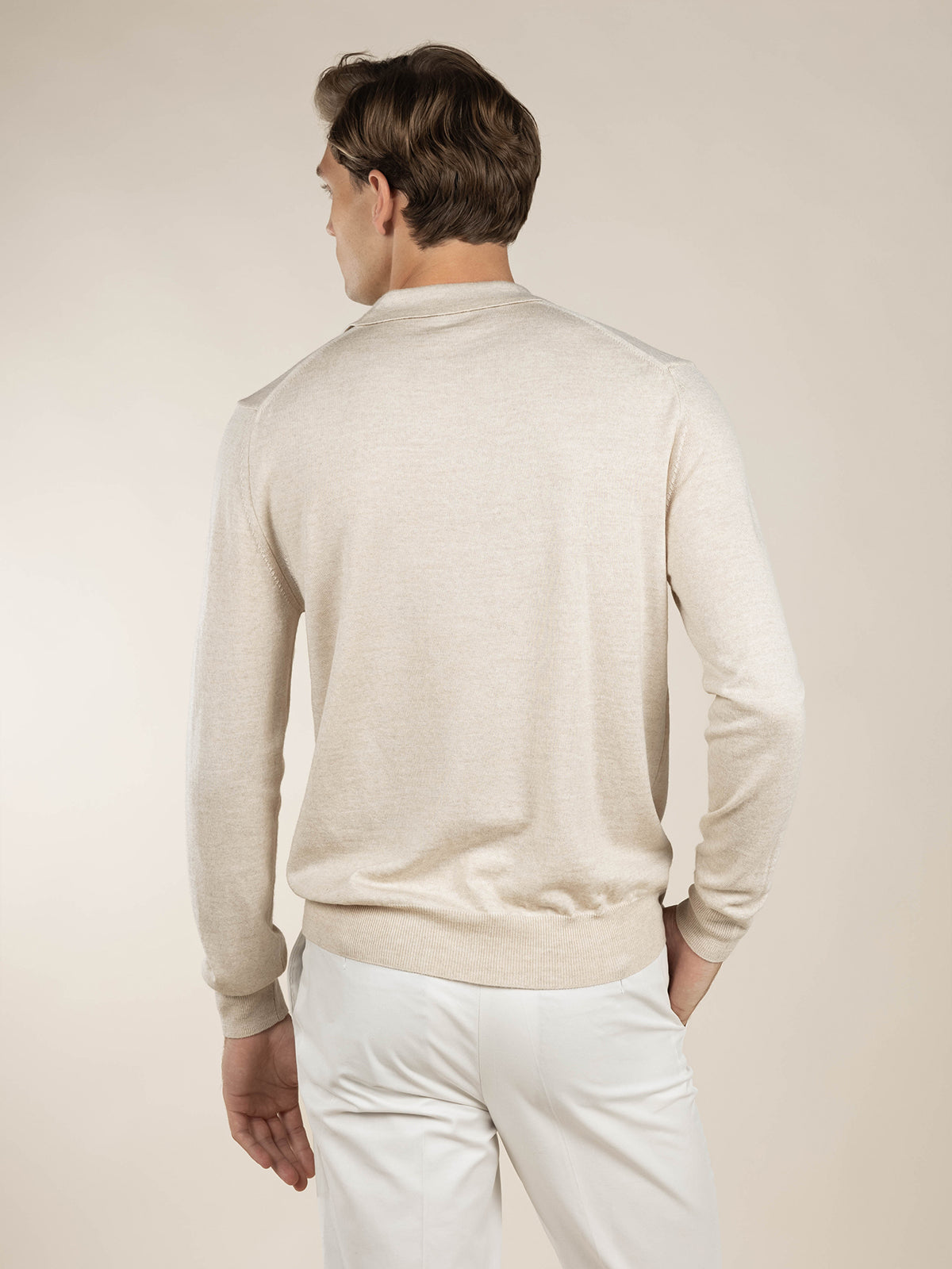 Extrafine Merino Polo Light Beige