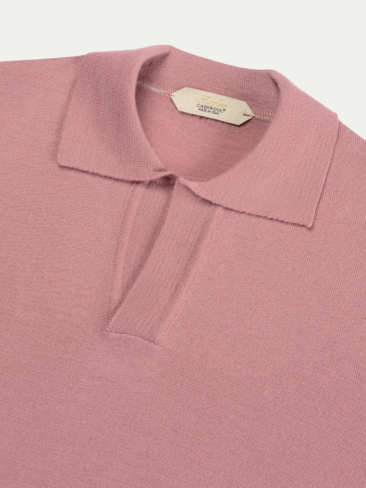 Extrafine Merino Buttonless Polo Dusty Pink