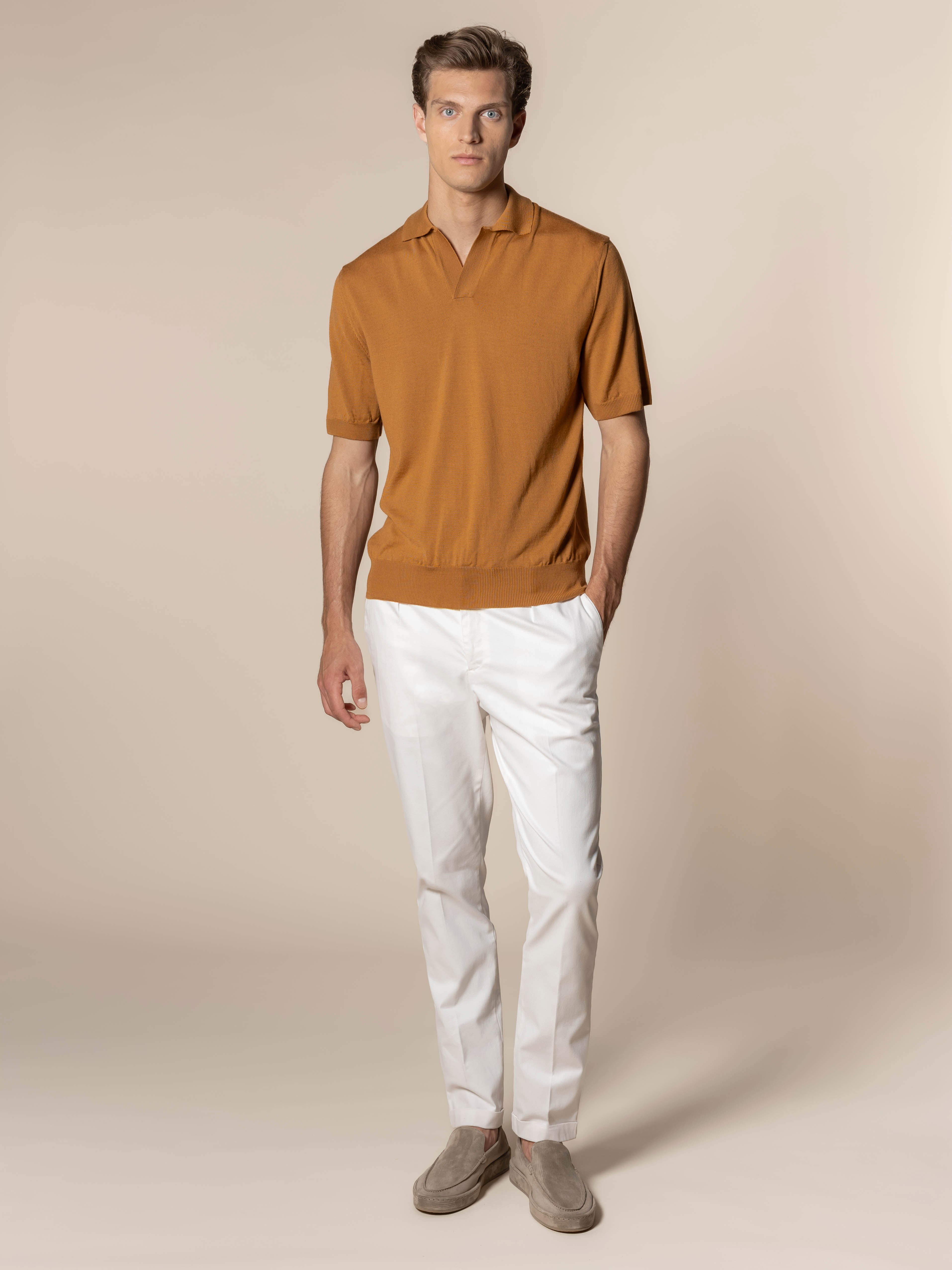 Shortsleeve Buttonless Polo Rust