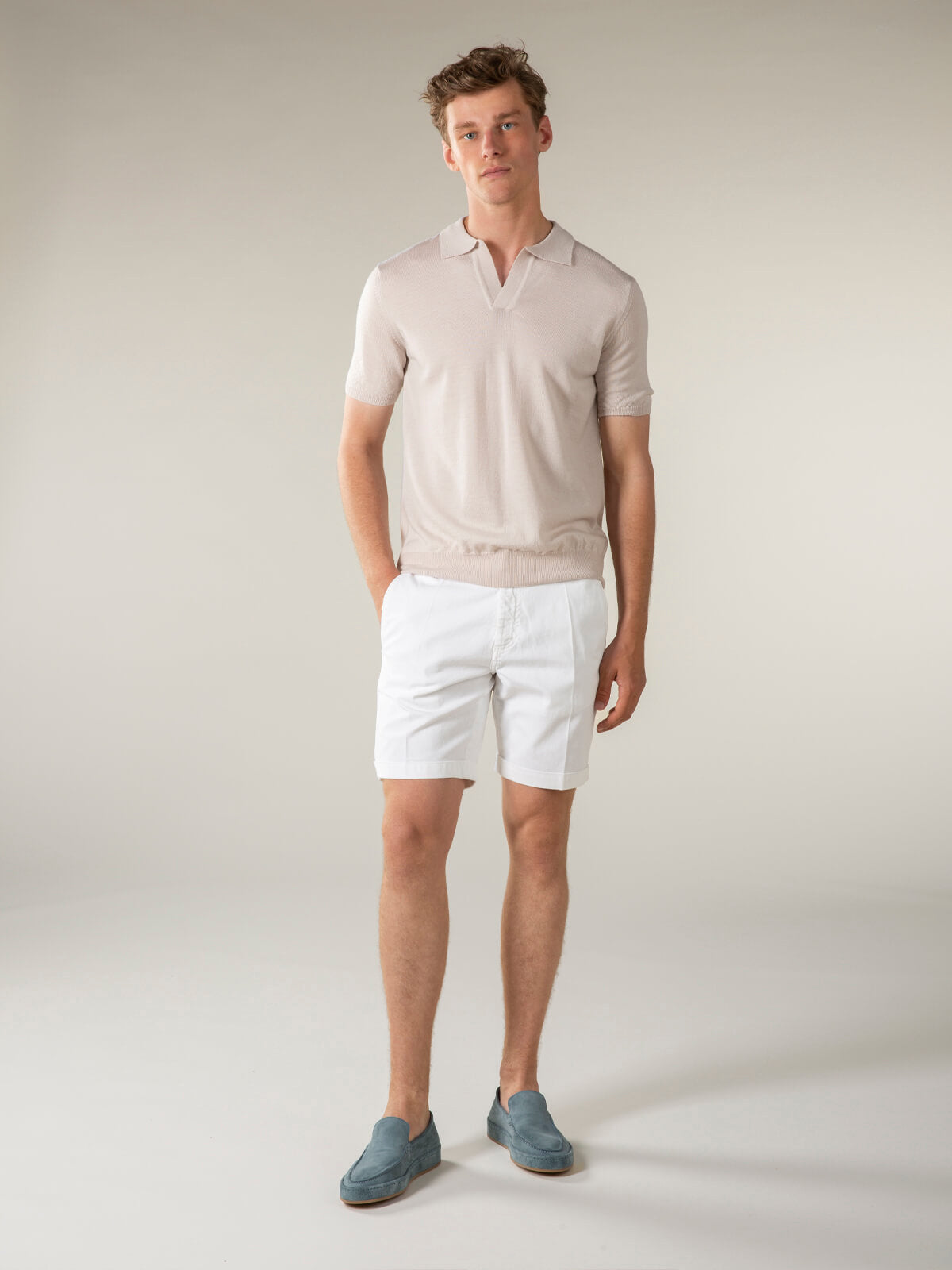 Shortsleeve Buttonless Polo Ecru