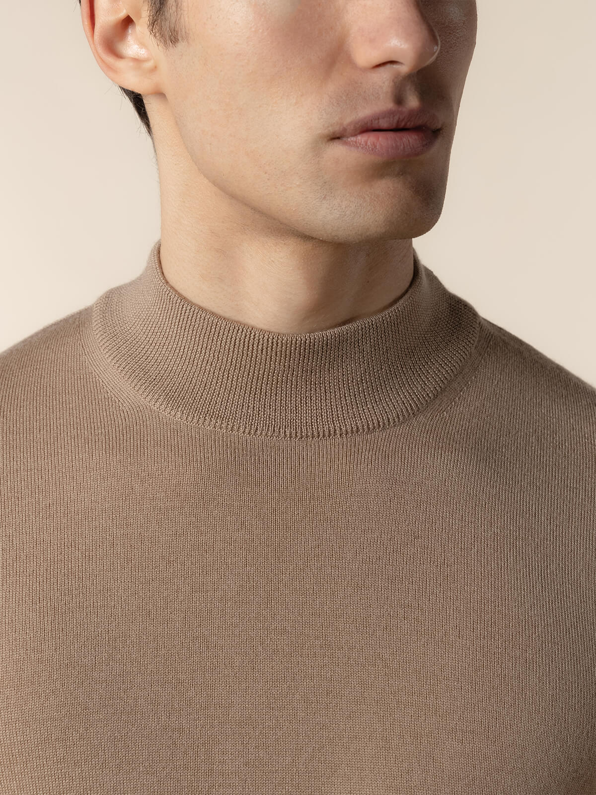 Extrafine Merino Mockneck Hazelnut