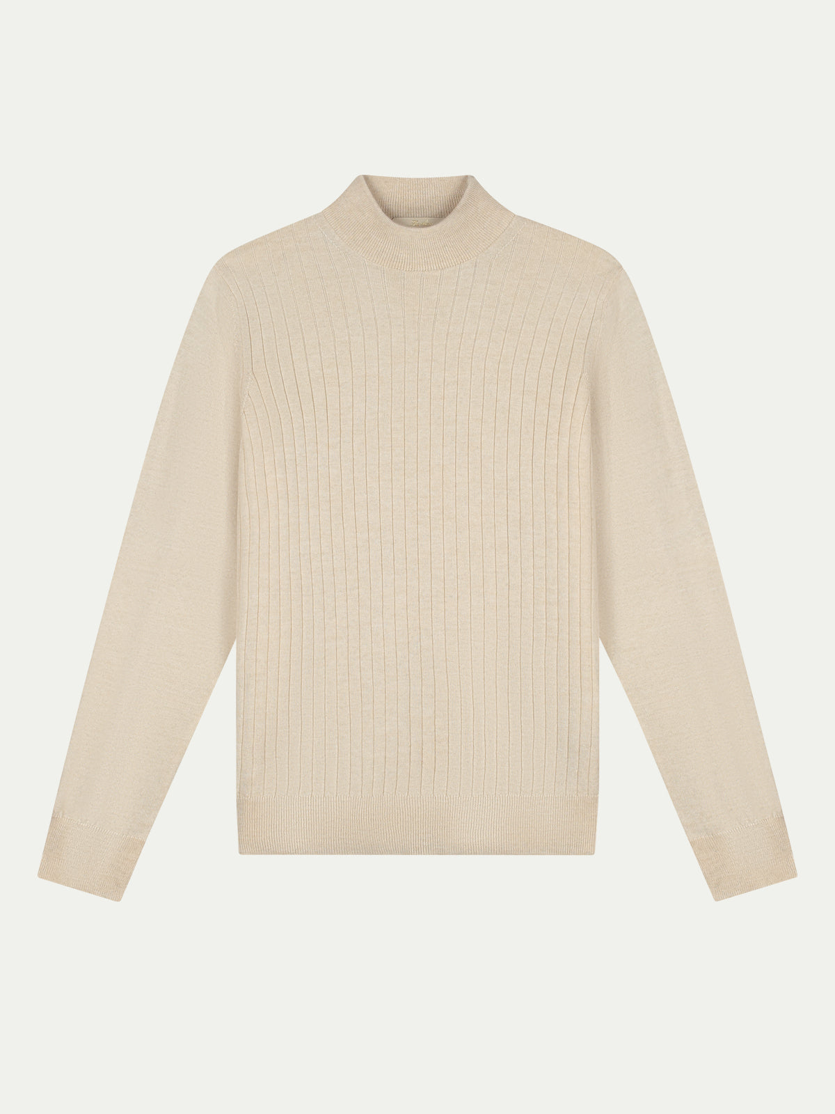 Extrafine Merino Ribbed Mockneck Light Beige