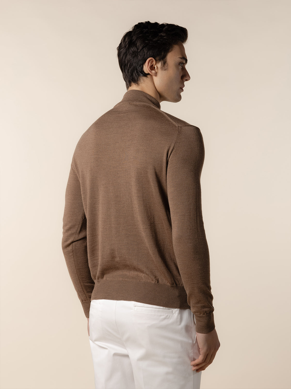 Extrafine Merino Zipper Sweater Golden Brown