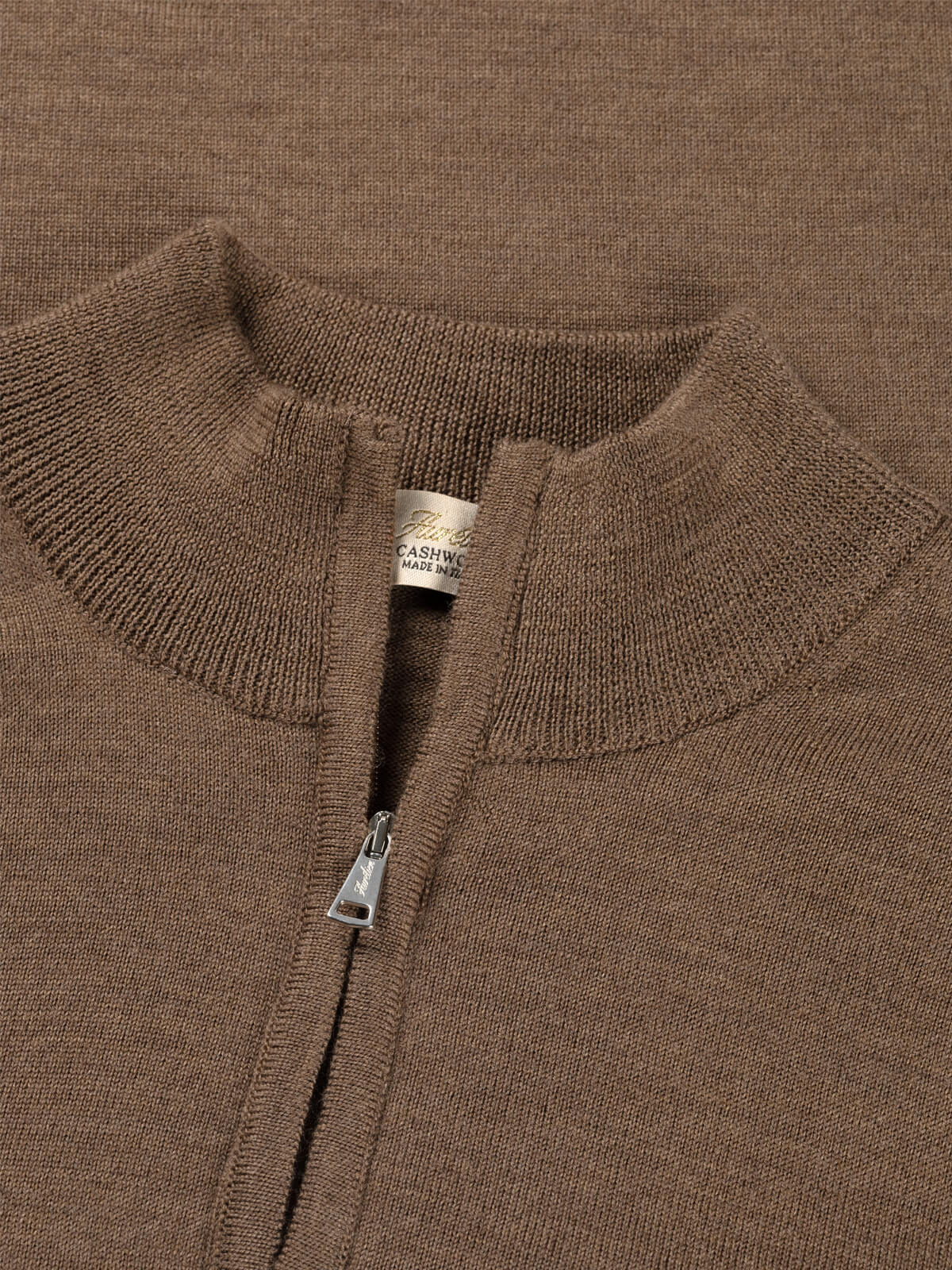 Extrafine Merino Zipper Sweater Golden Brown