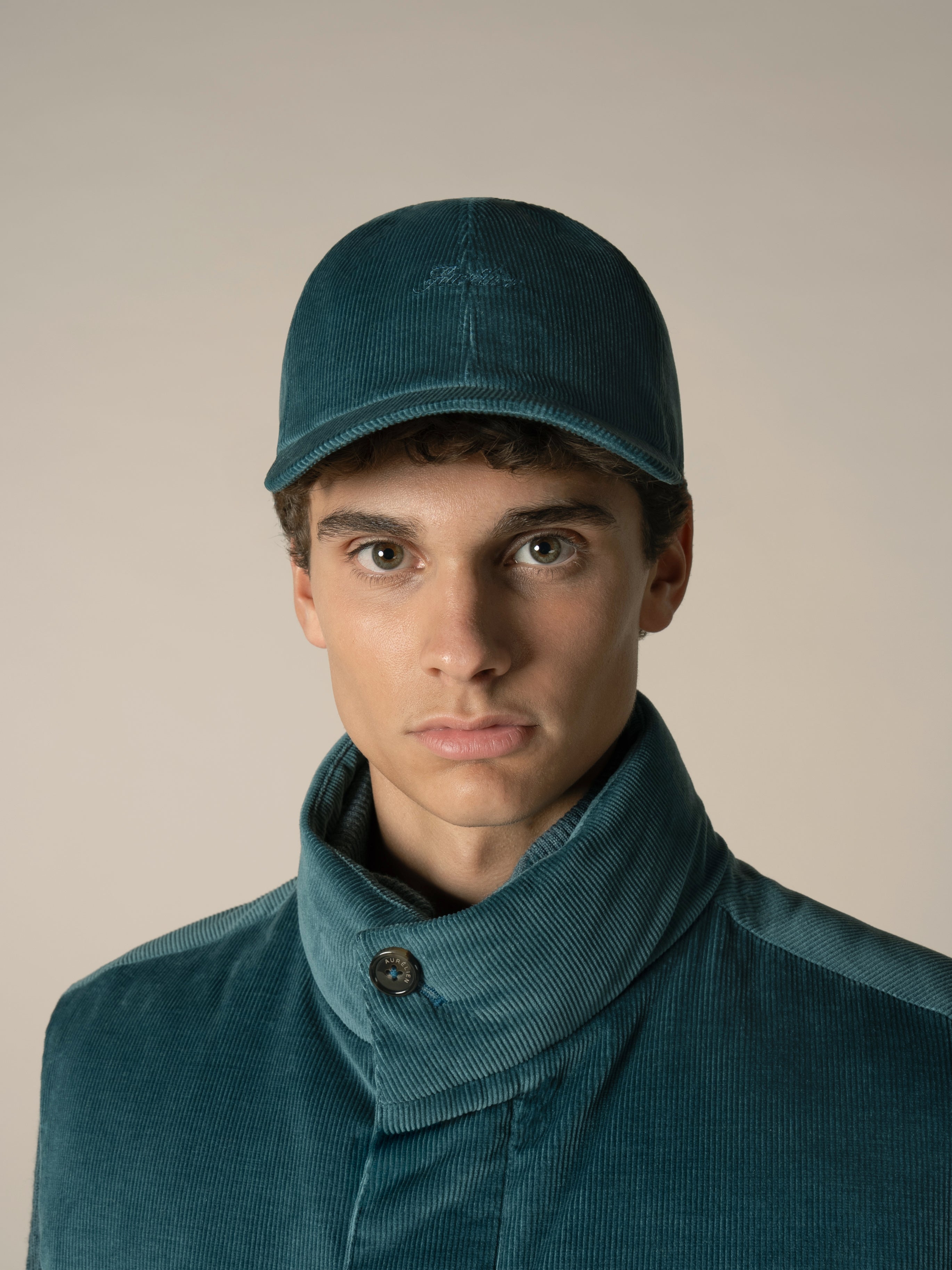 Dark Aquamarine Corduroy Baseball Cap