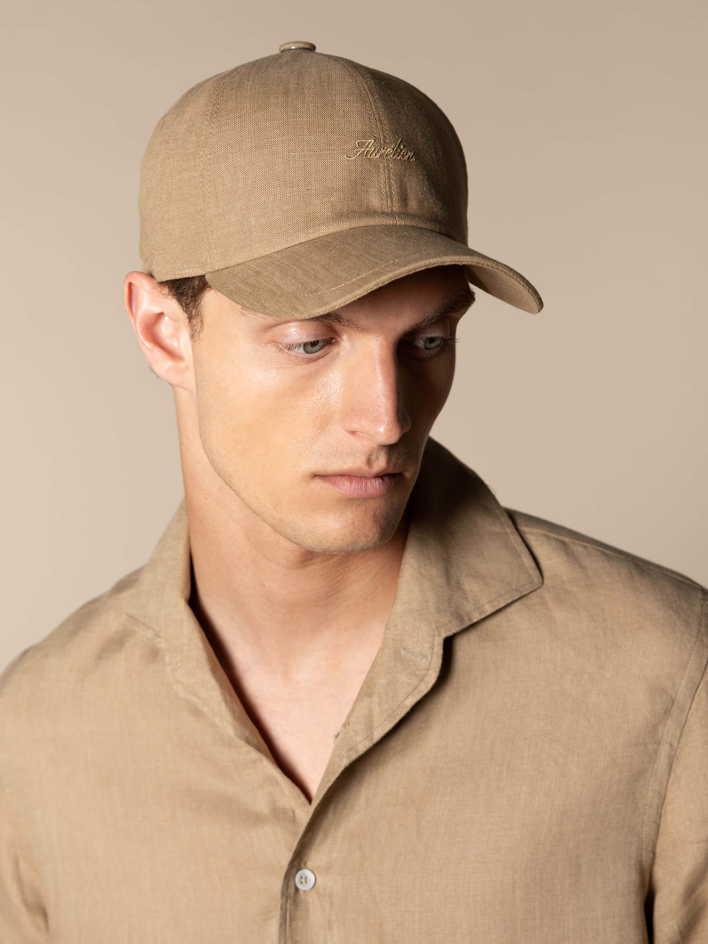 Dark Taupe Linen Baseball Cap