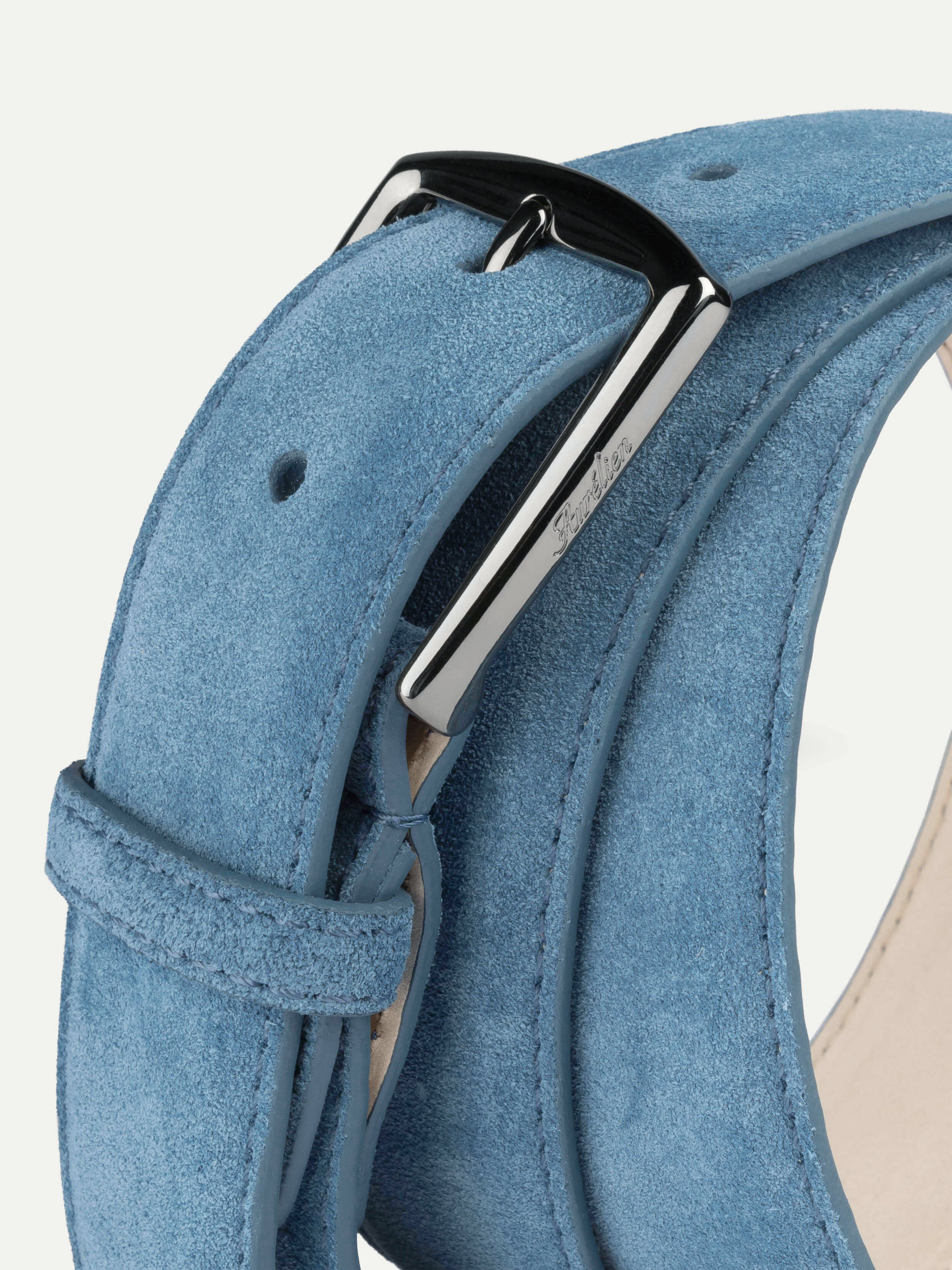 Sapphire Blue Blue Suede Leather Belt