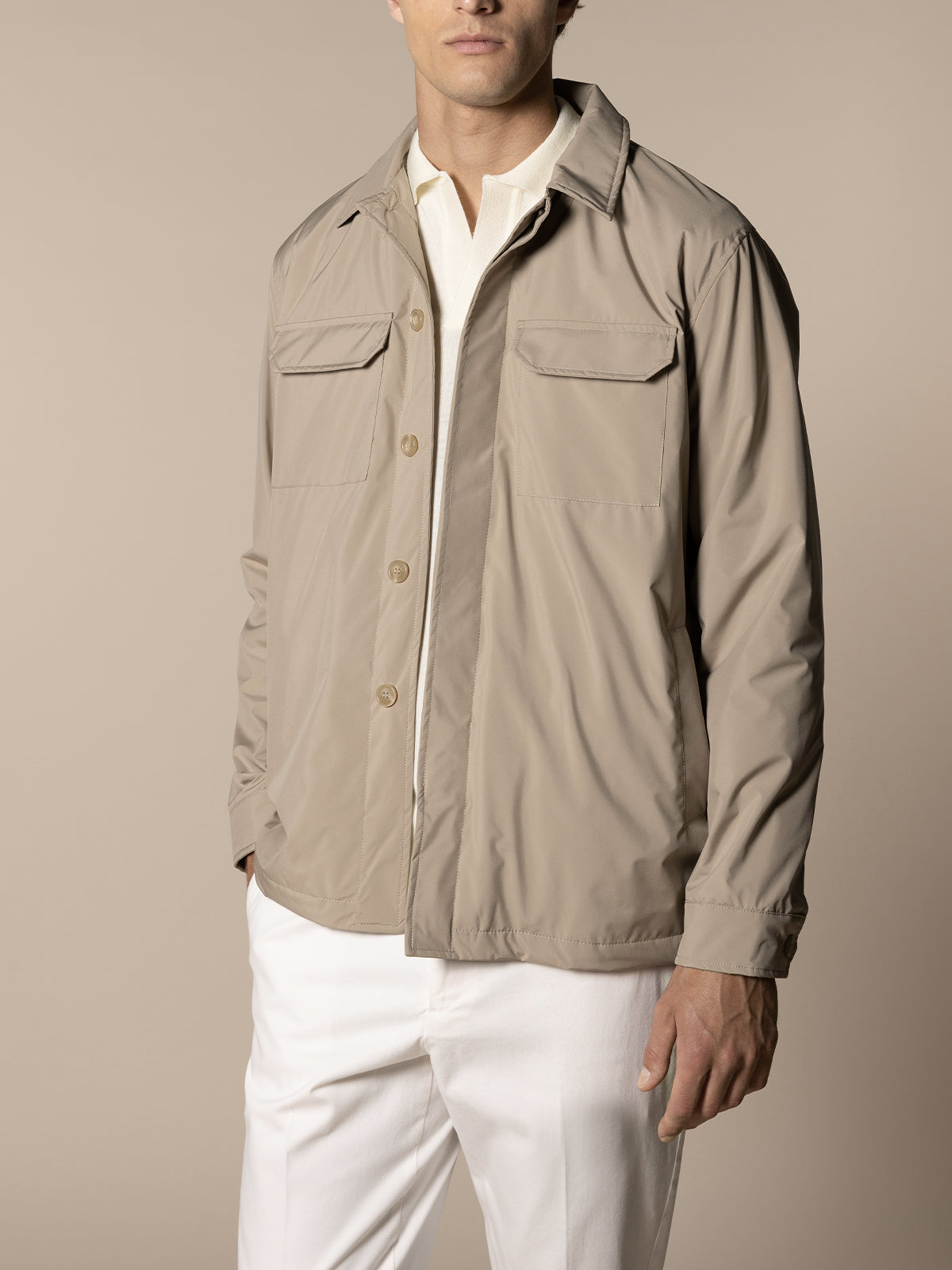 Beige City Button Jacket