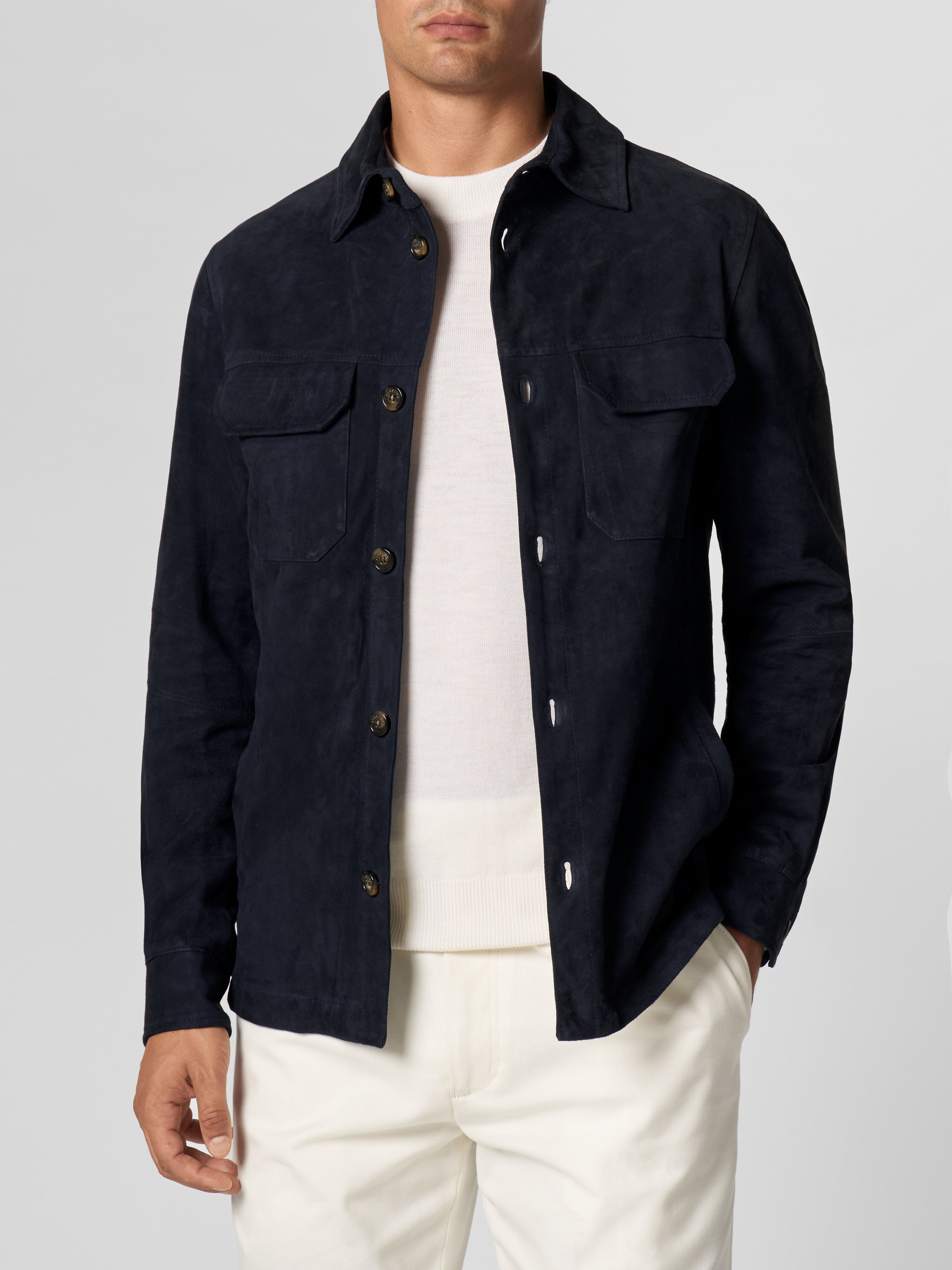 Navy Suede Overshirt