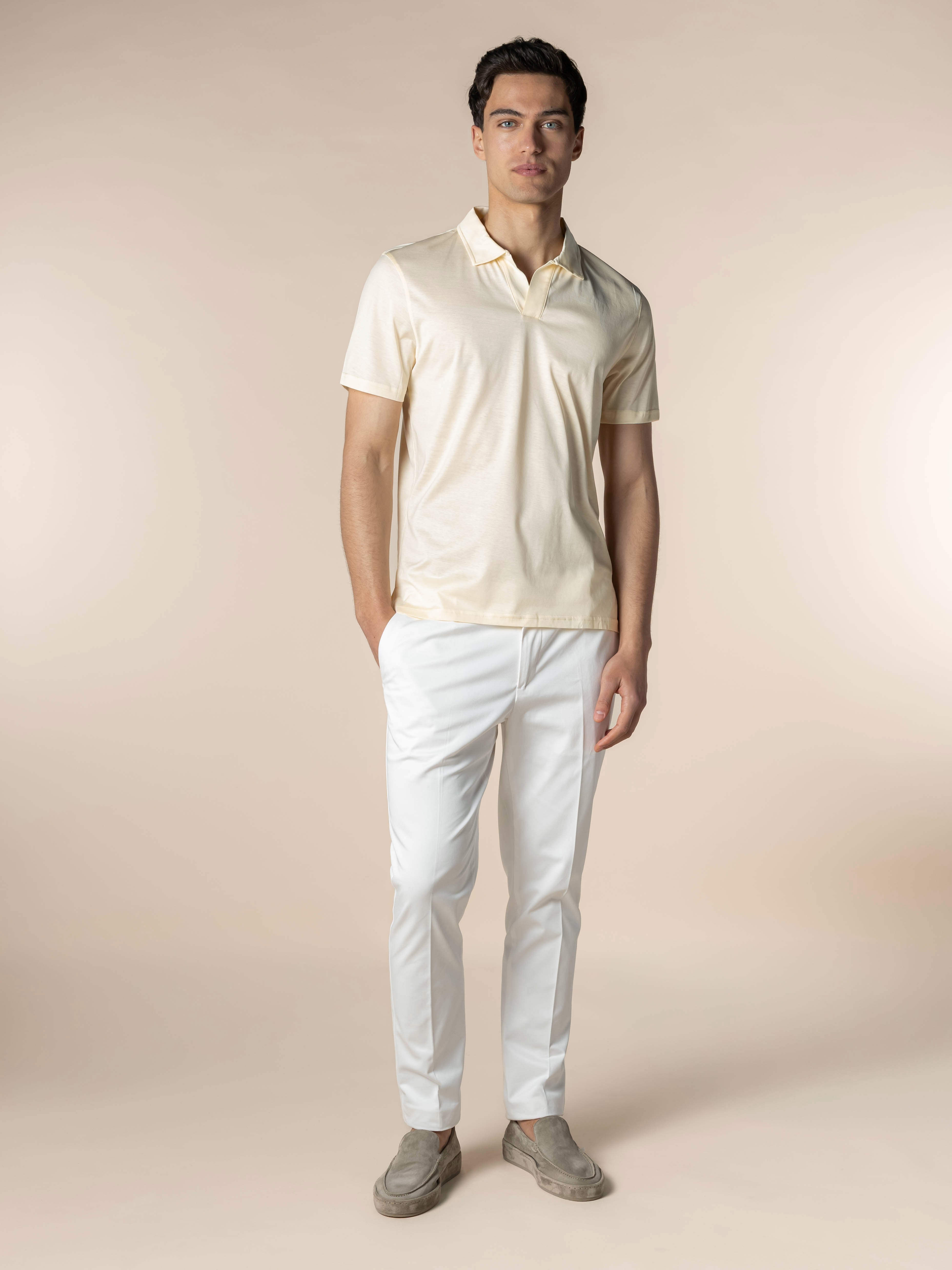Vanilla Buttonless Polo Shirt