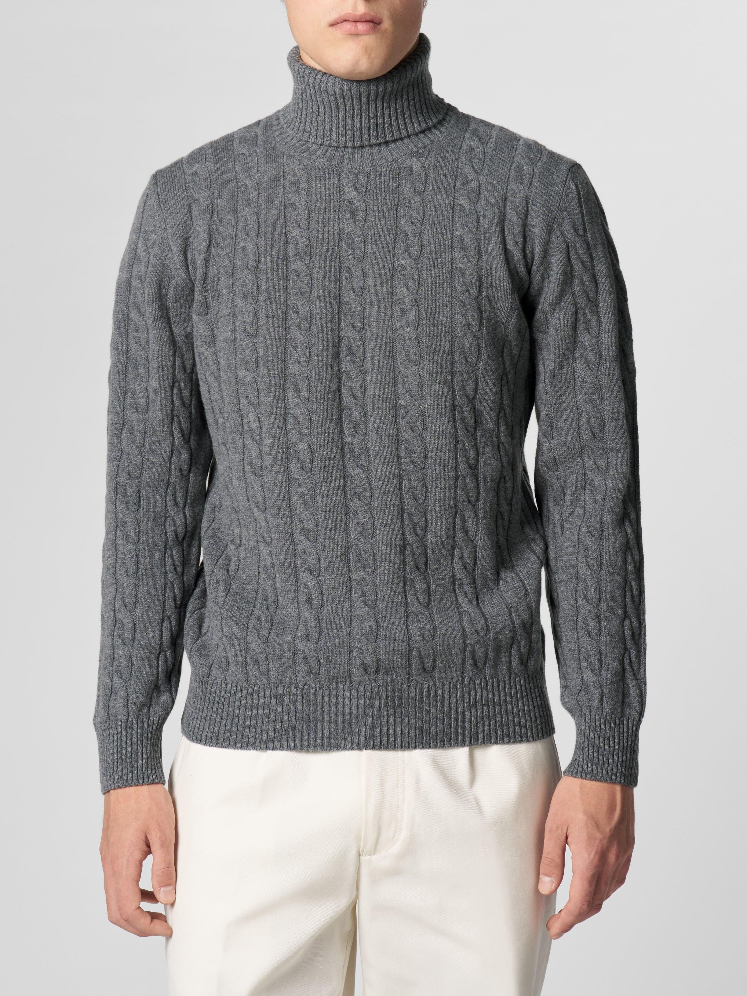 Dolcevita Cable Knit Sweater Dark Grey