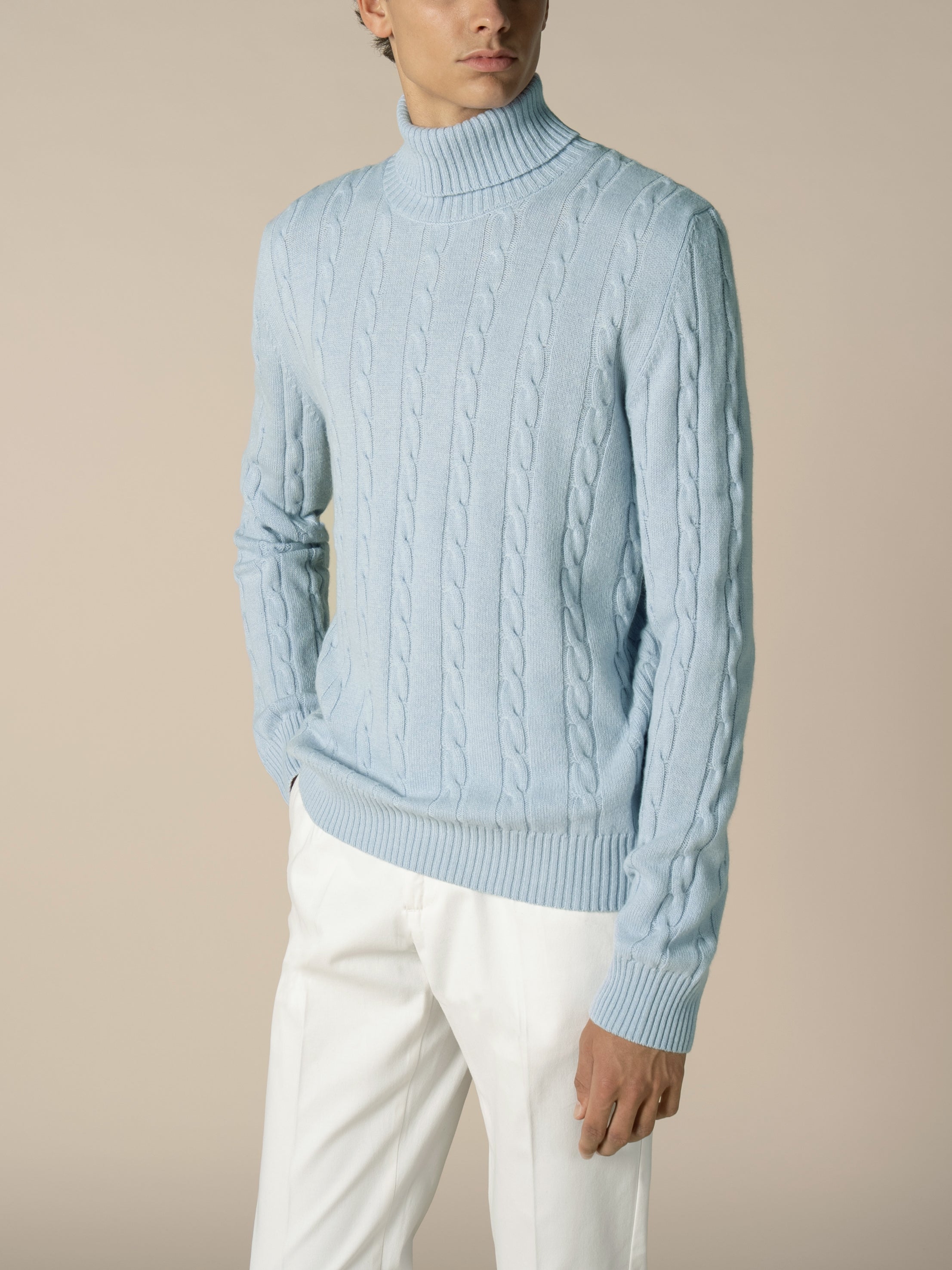 Dolcevita Cable Knit Sweater Baby Blue