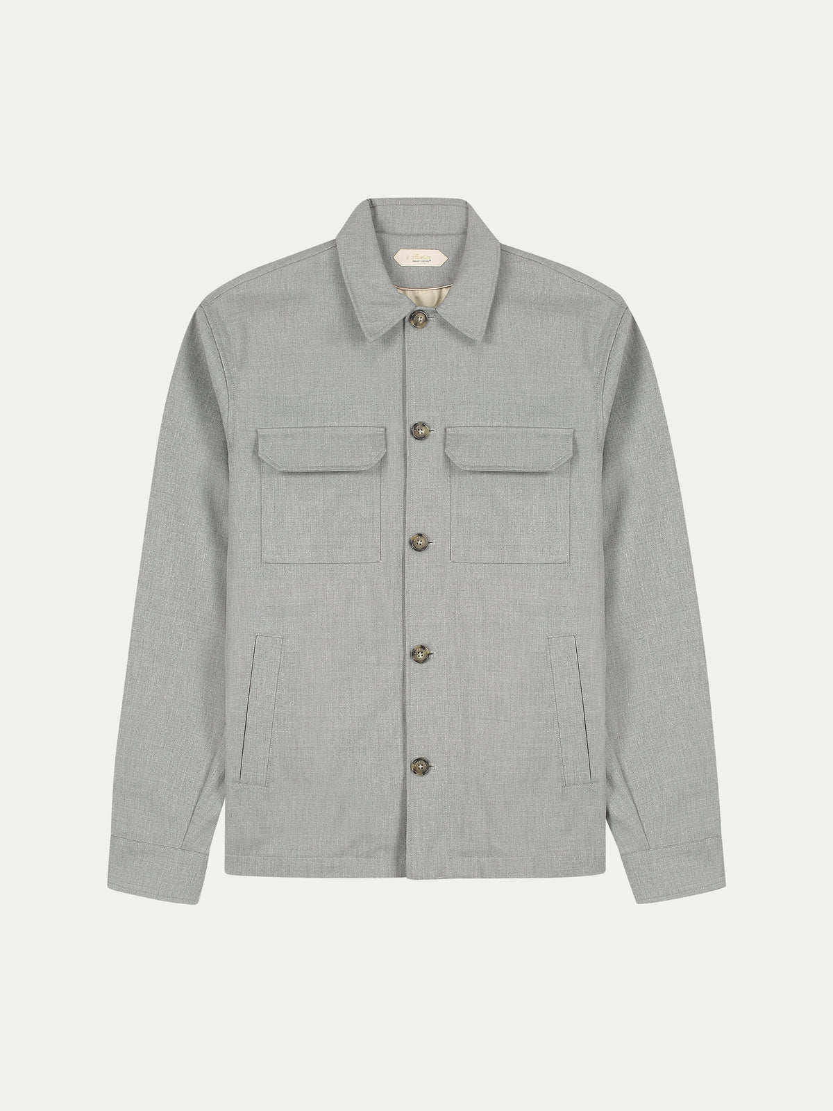 Mid Grey Cotton Wool Button Jacket