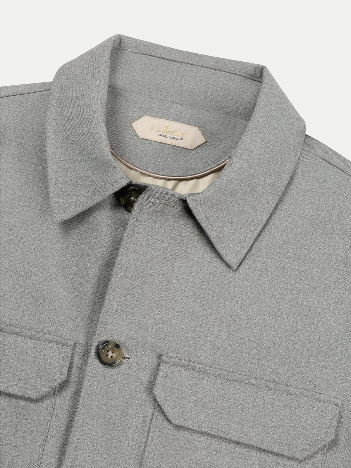 Mid Grey Cotton Wool Button Jacket