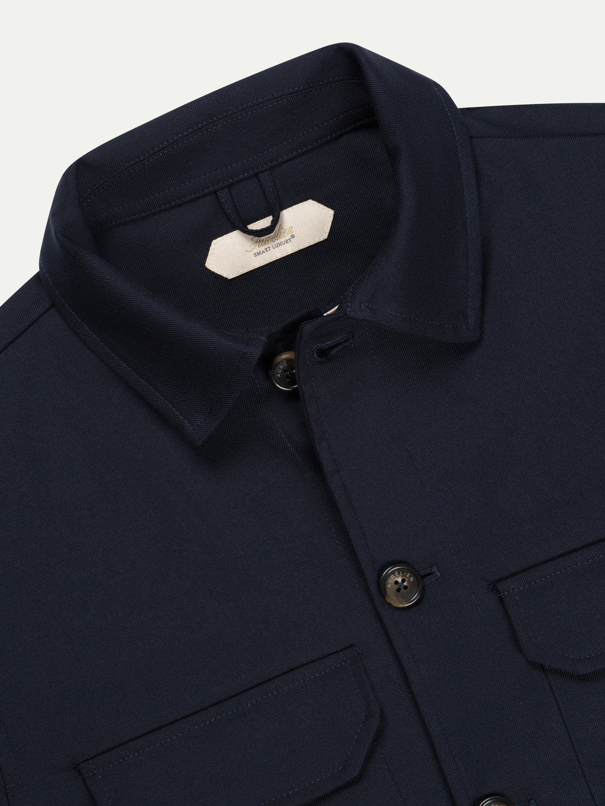 Navy Cotton Wool Button Jacket