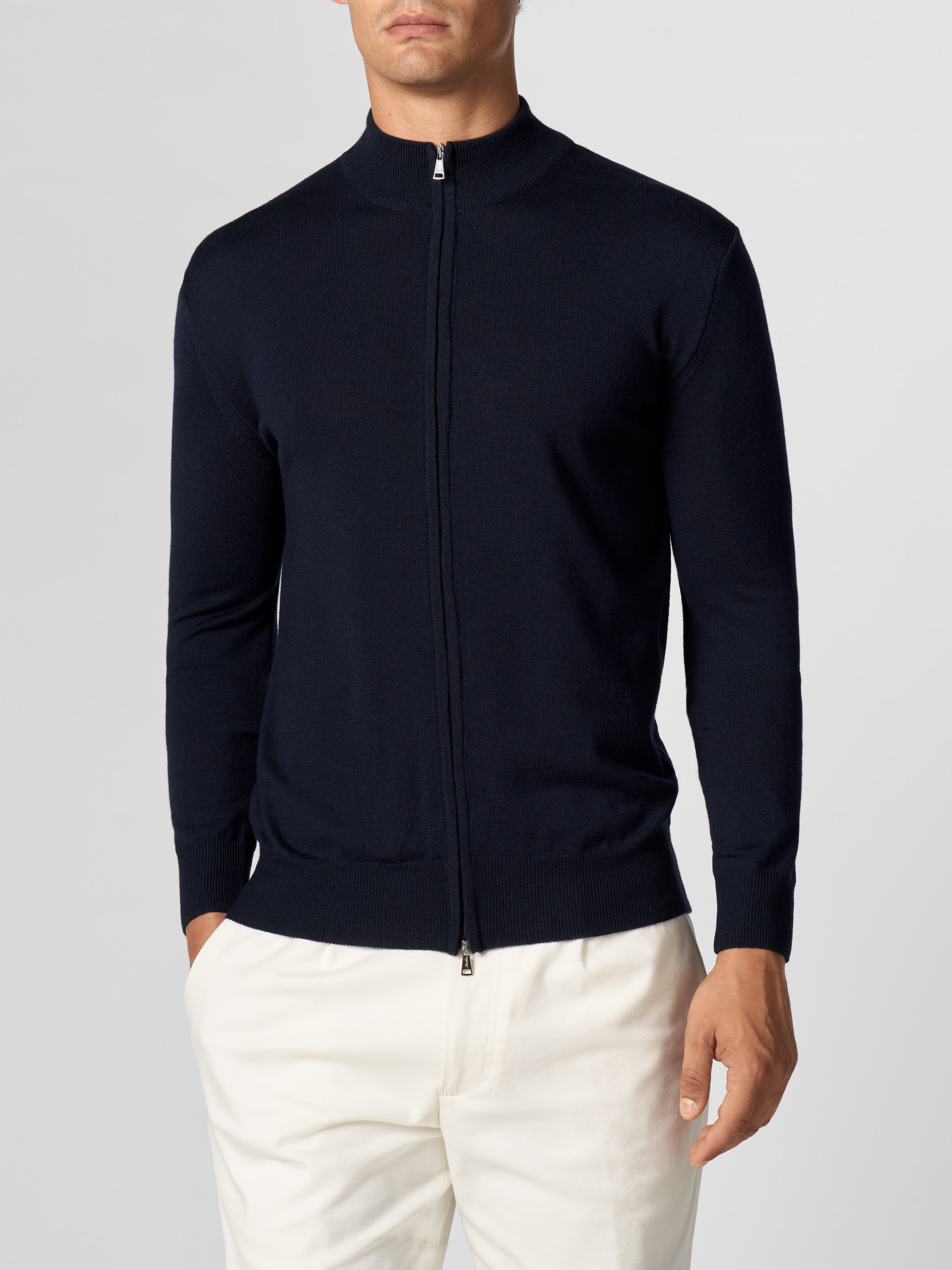 Extrafine Merino Zipper Vest Navy