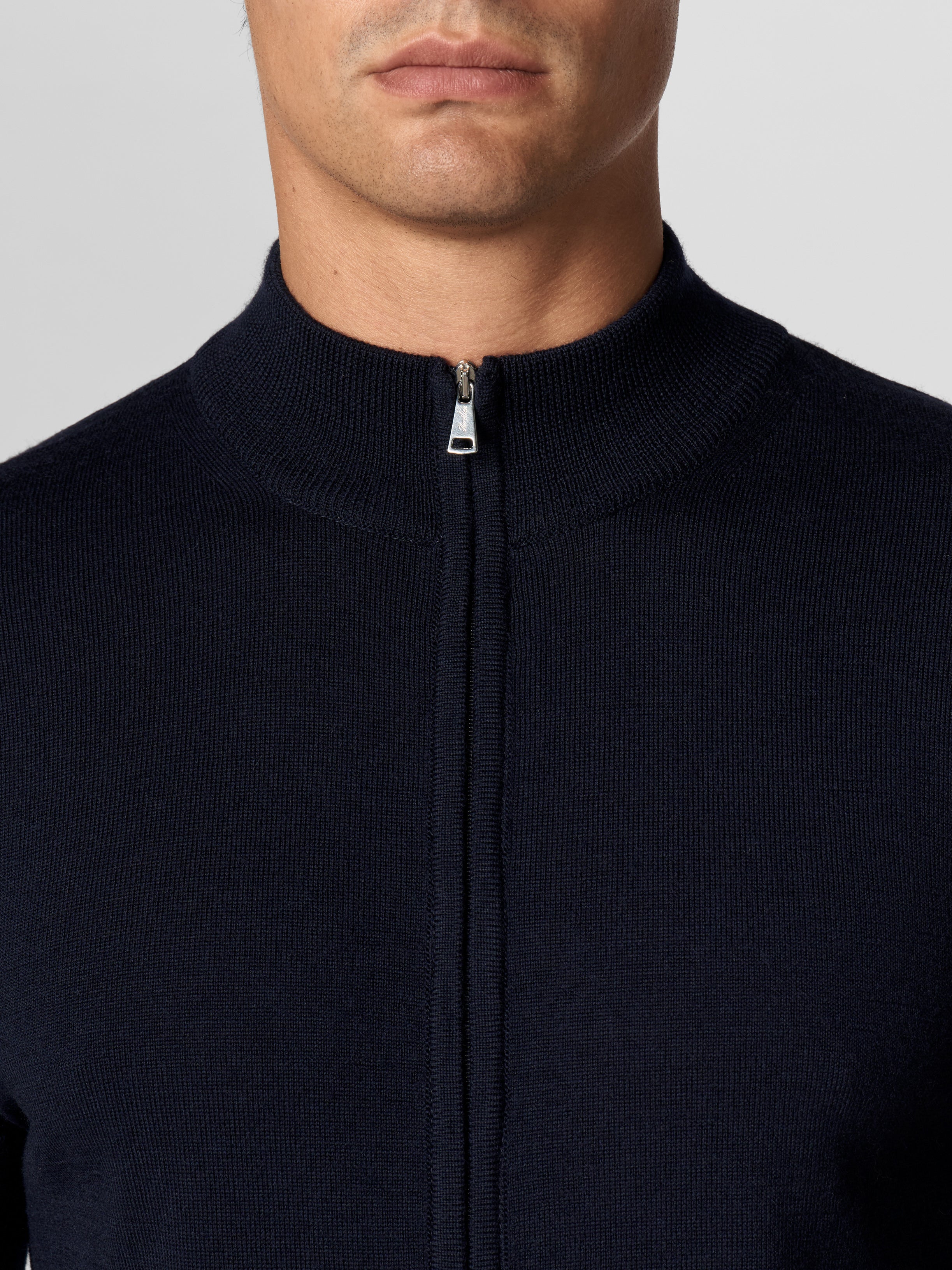 Extrafine Merino Zipper Vest Navy