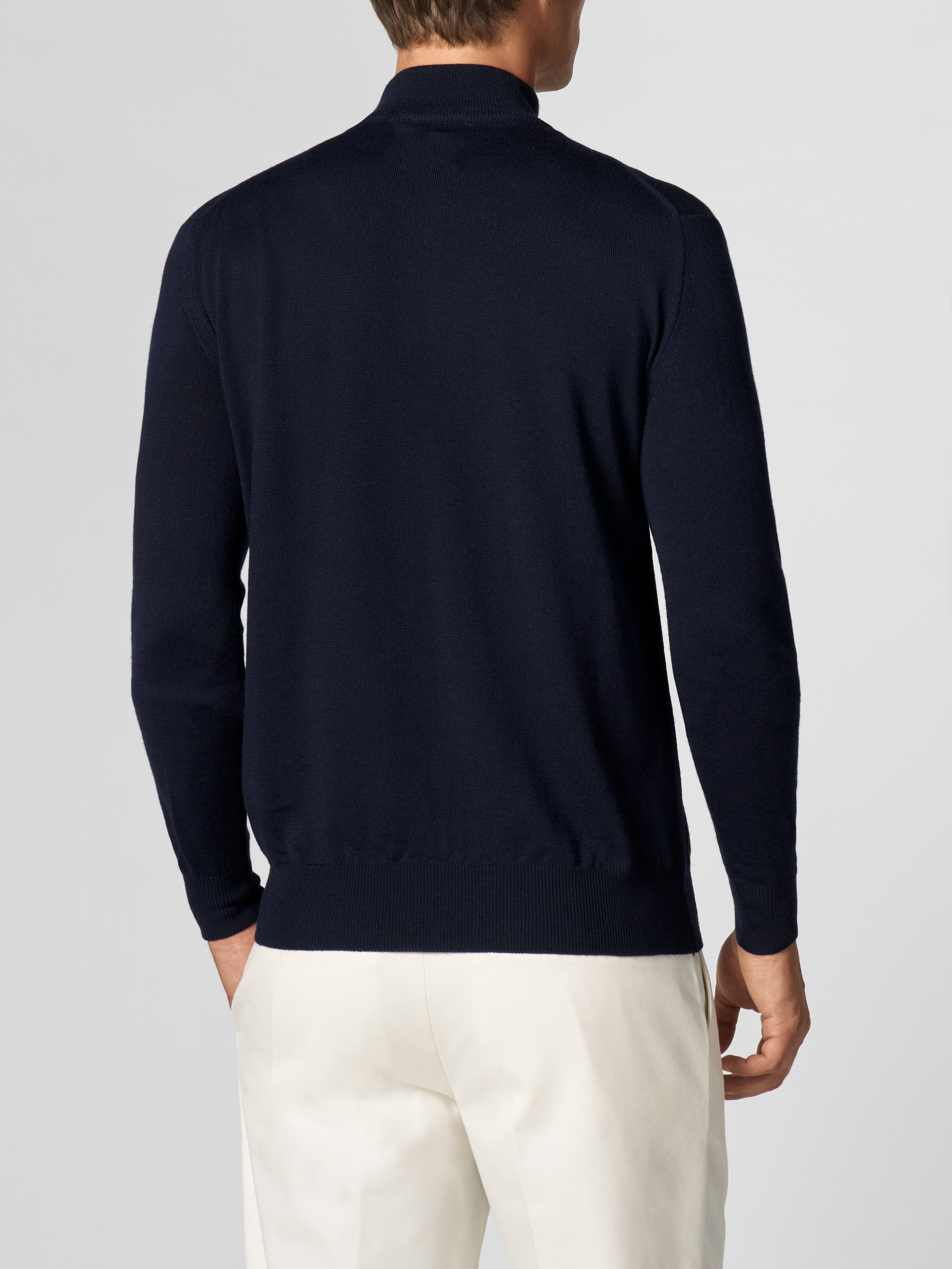 Extrafine Merino Zipper Sweater Navy