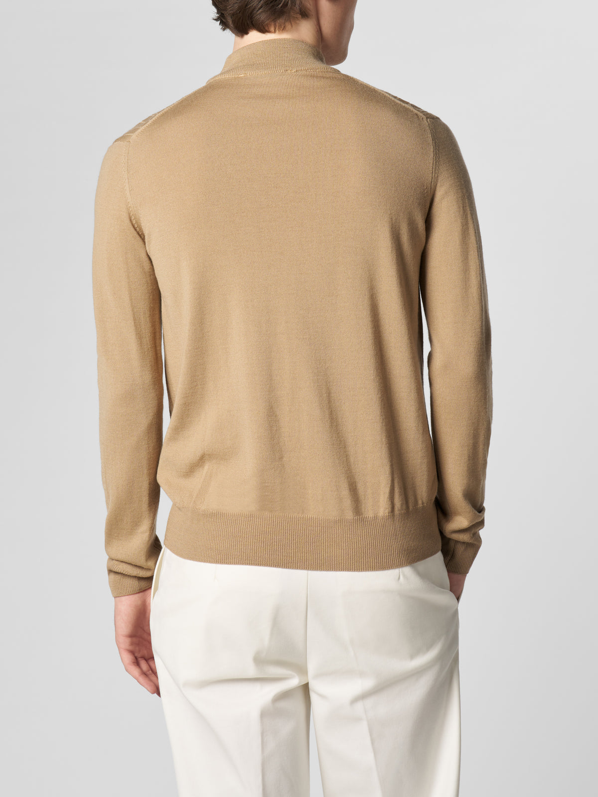 Extrafine Merino Ribbed Mockneck Beige