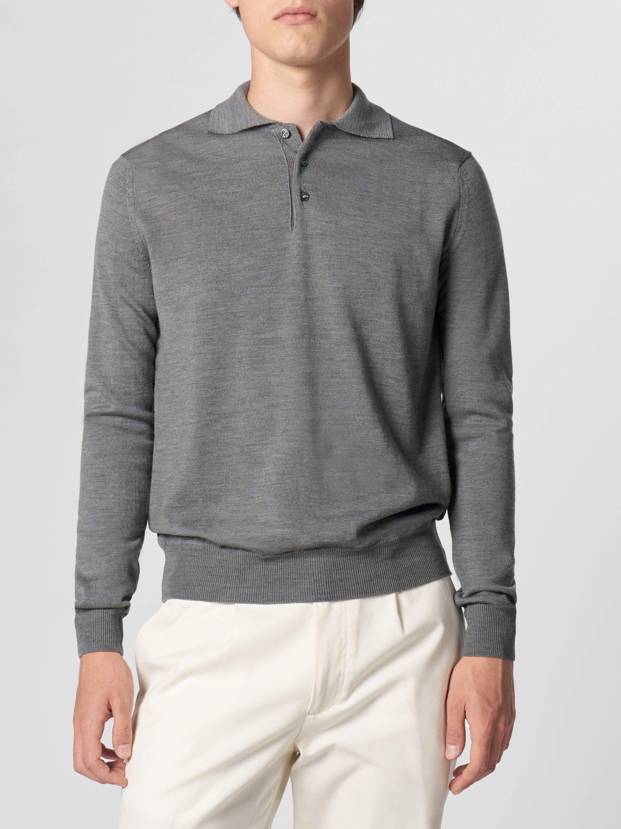 Extrafine Merino Polo Dark Grey
