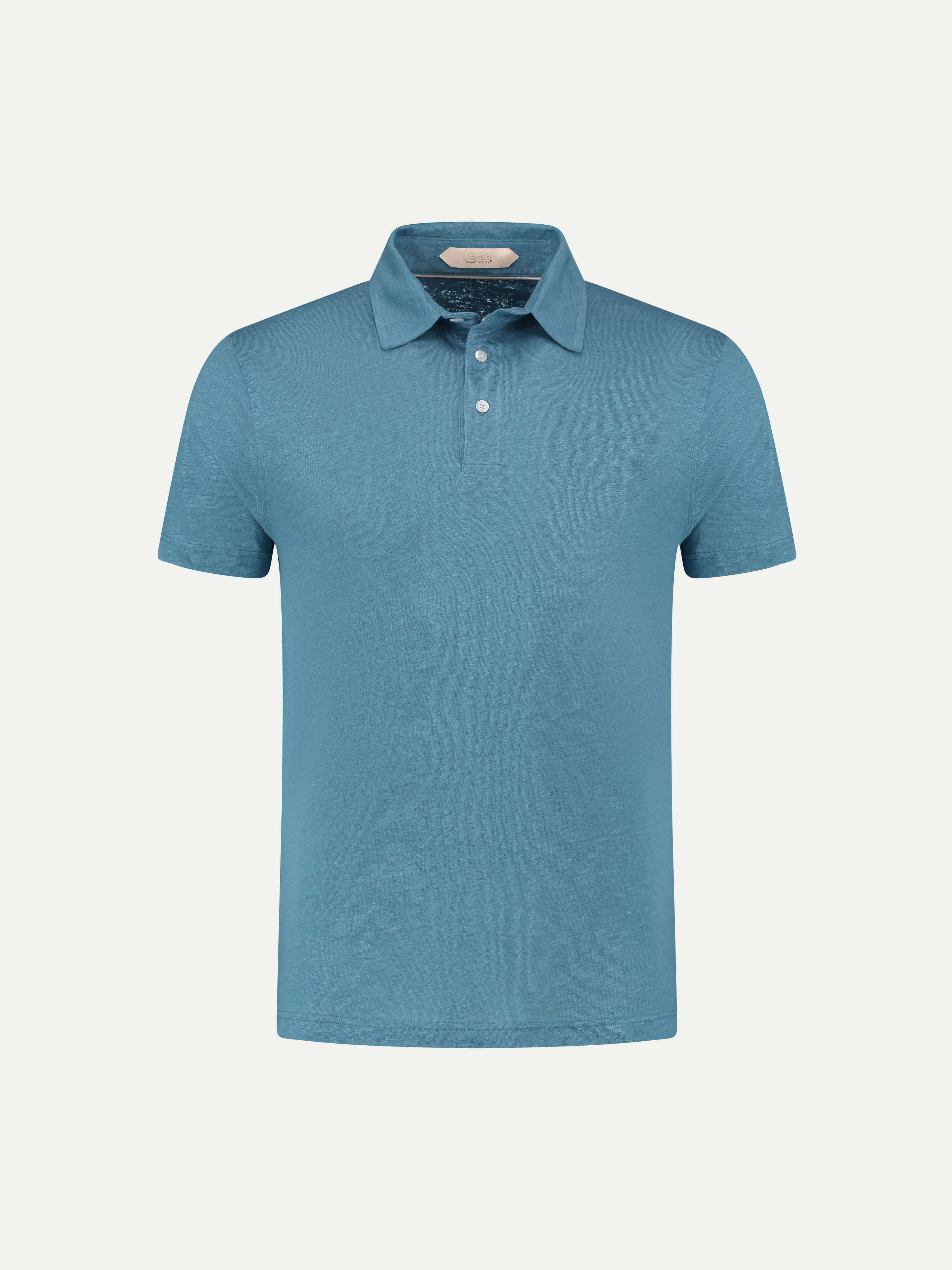 Sapphire Blue Linen Polo Shirt