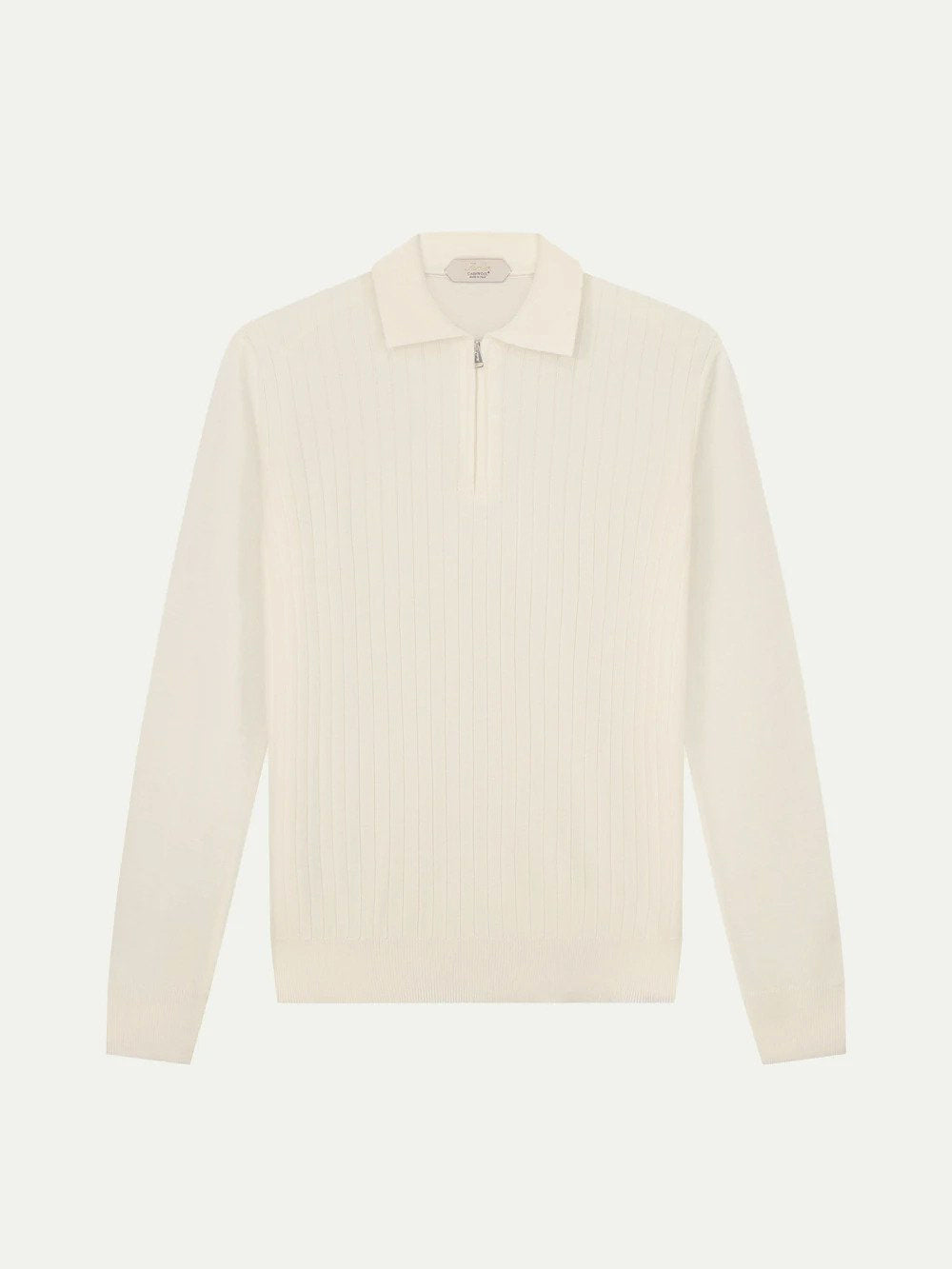 Ribbed Zipper Polo Ivory