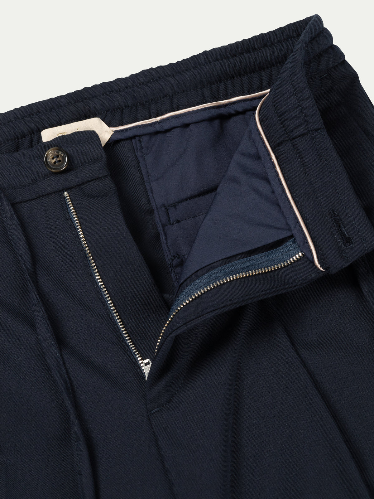 Navy Cotton Wool Regent Trousers