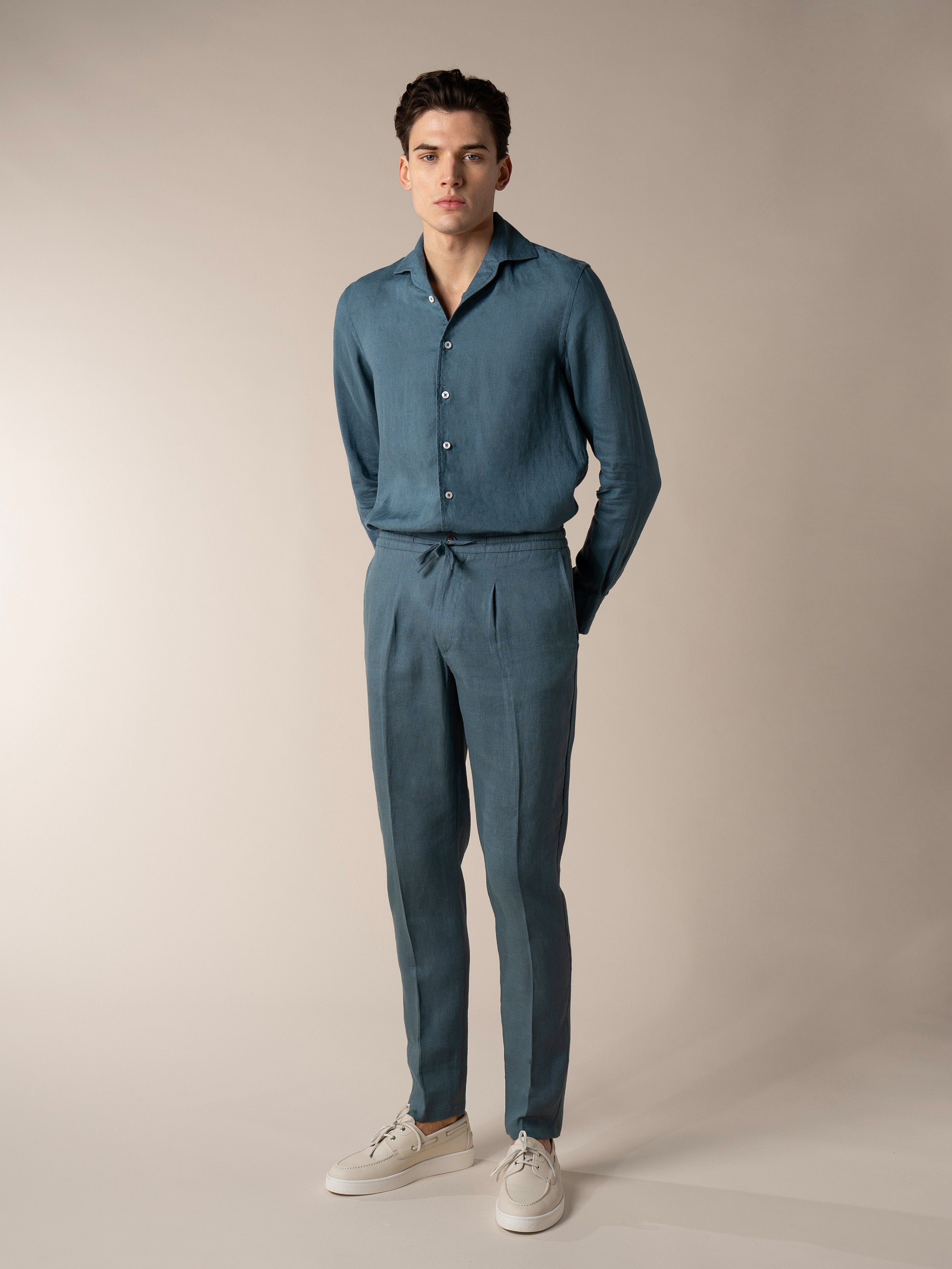 Sea Green Linen Seaside Trousers